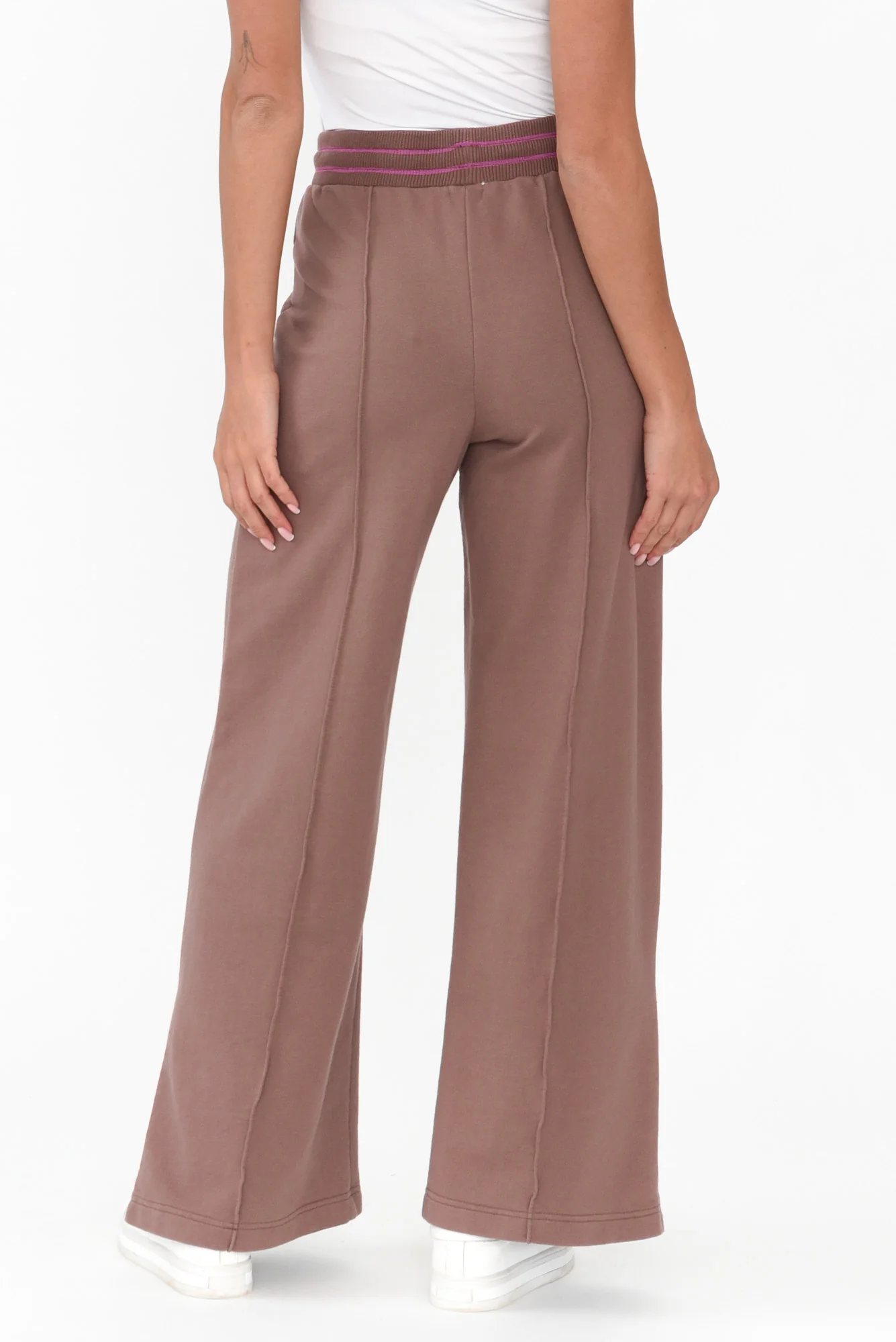 Kyla Brown Cotton Blend Wide Leg Pants - Image 5