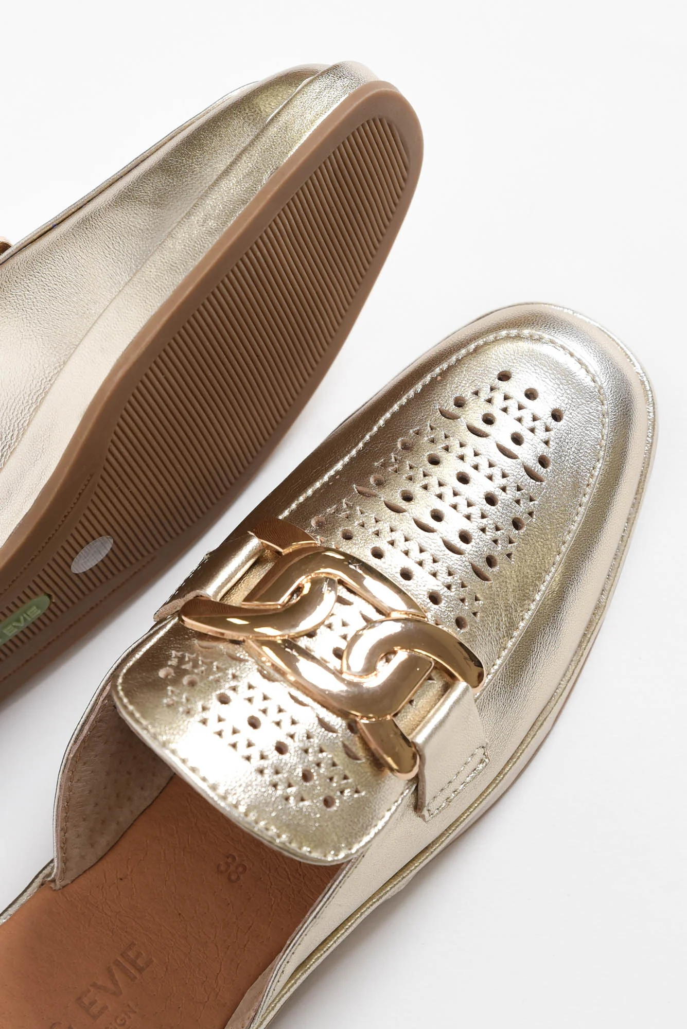 Labour Gold Leather Cut Out Mule - Image 3