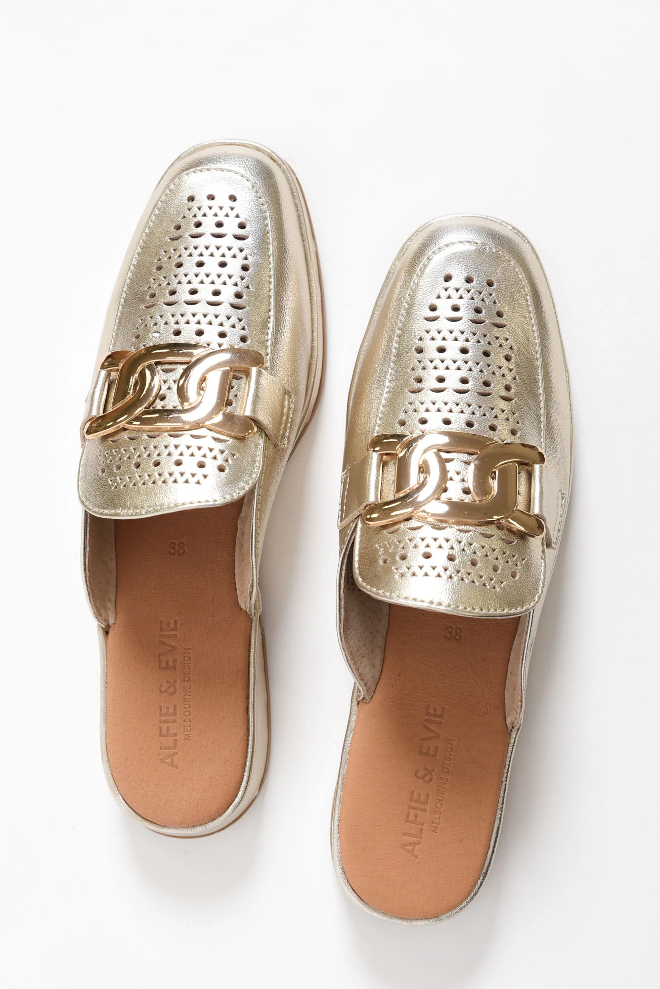 Labour Gold Leather Cut Out Mule - Image 4