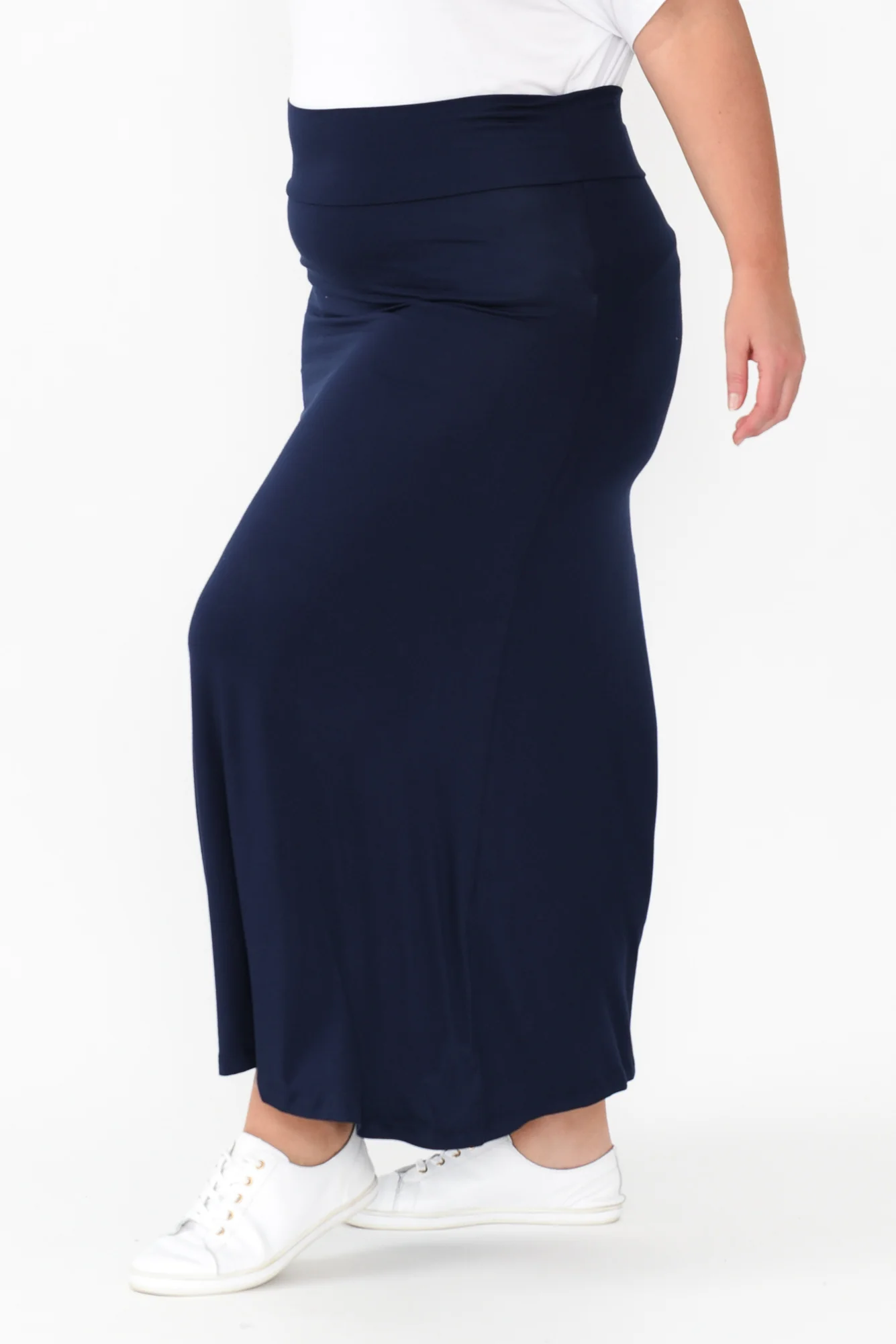 Lana Navy Bamboo Maxi Skirt - Image 10