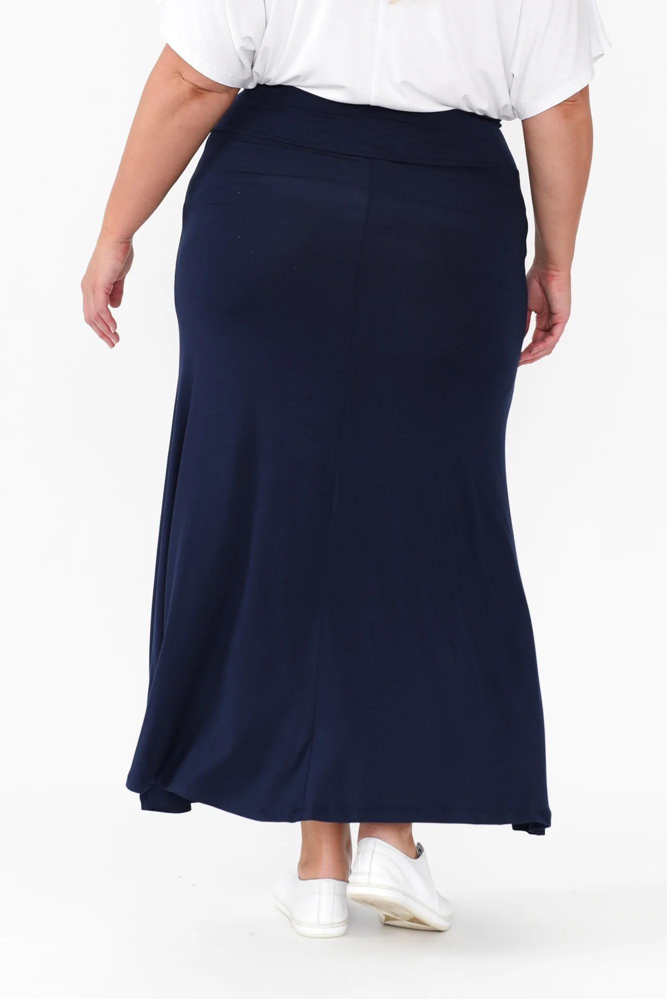 Lana Navy Bamboo Maxi Skirt - Image 11