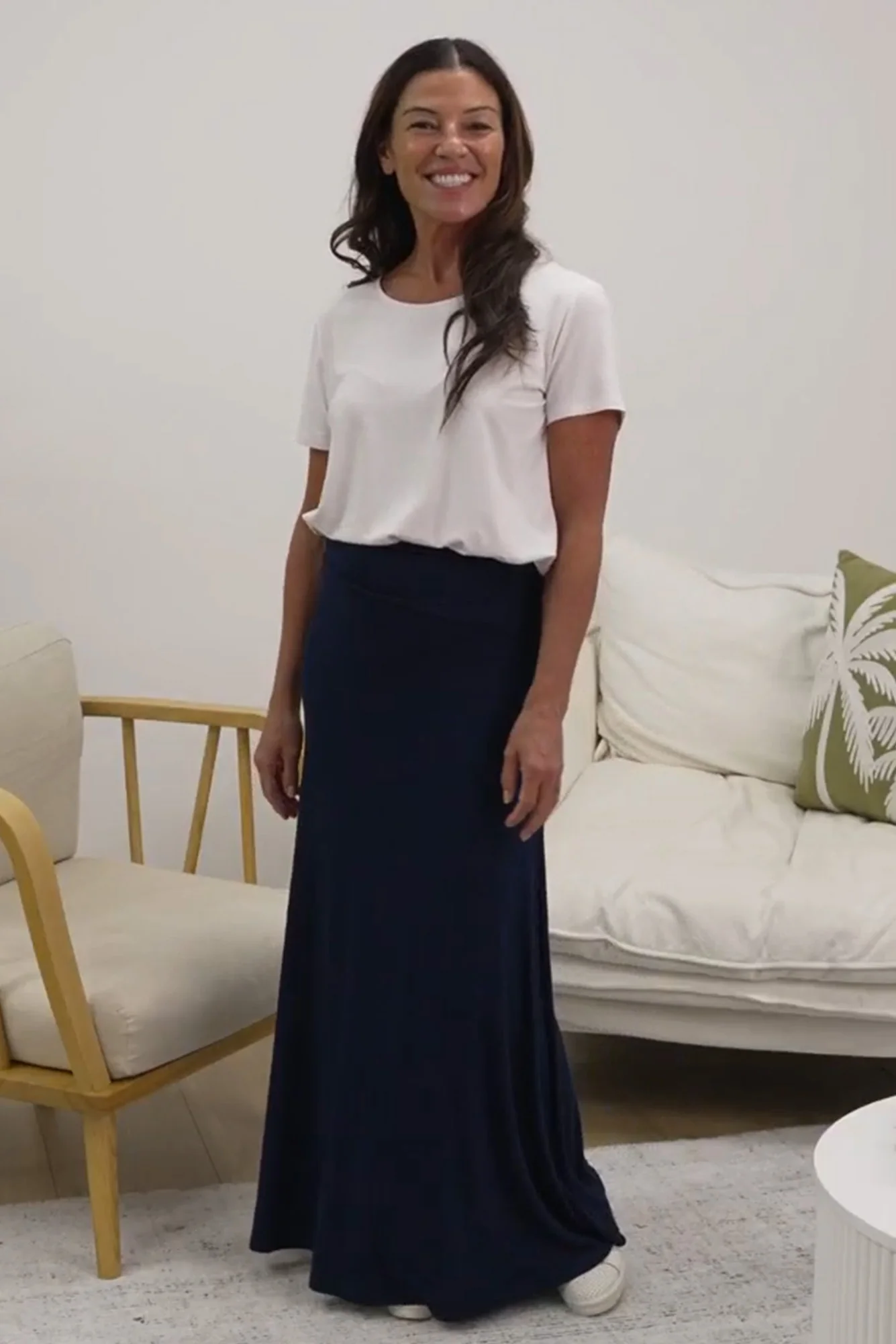 Lana Navy Bamboo Maxi Skirt - Image 12