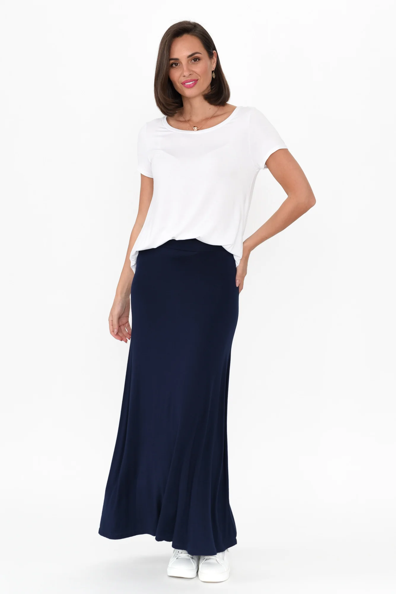 Lana Navy Bamboo Maxi Skirt - Image 4