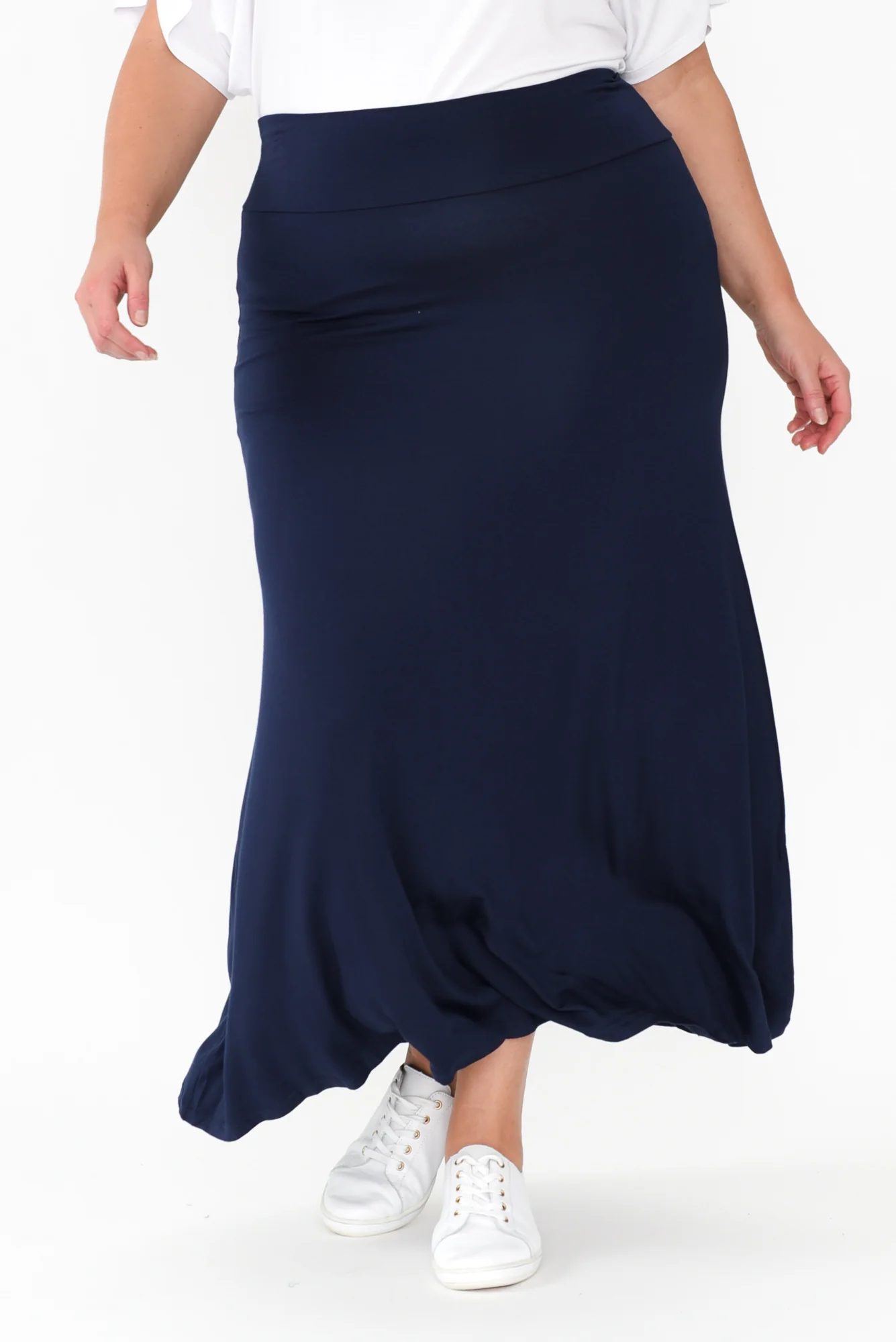 Lana Navy Bamboo Maxi Skirt - Image 8
