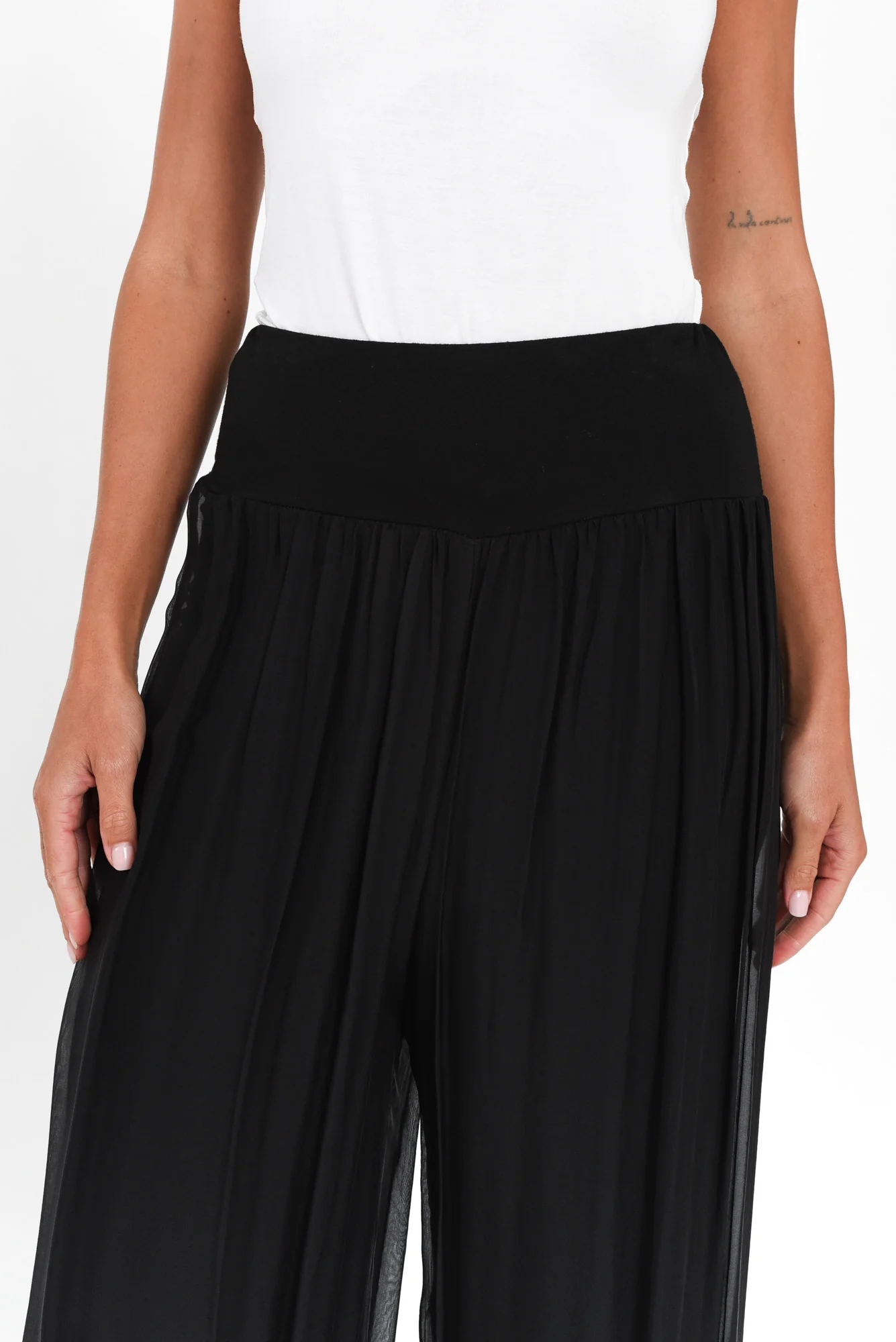 Laurier Black Silk Wide Leg Pants - Image 3