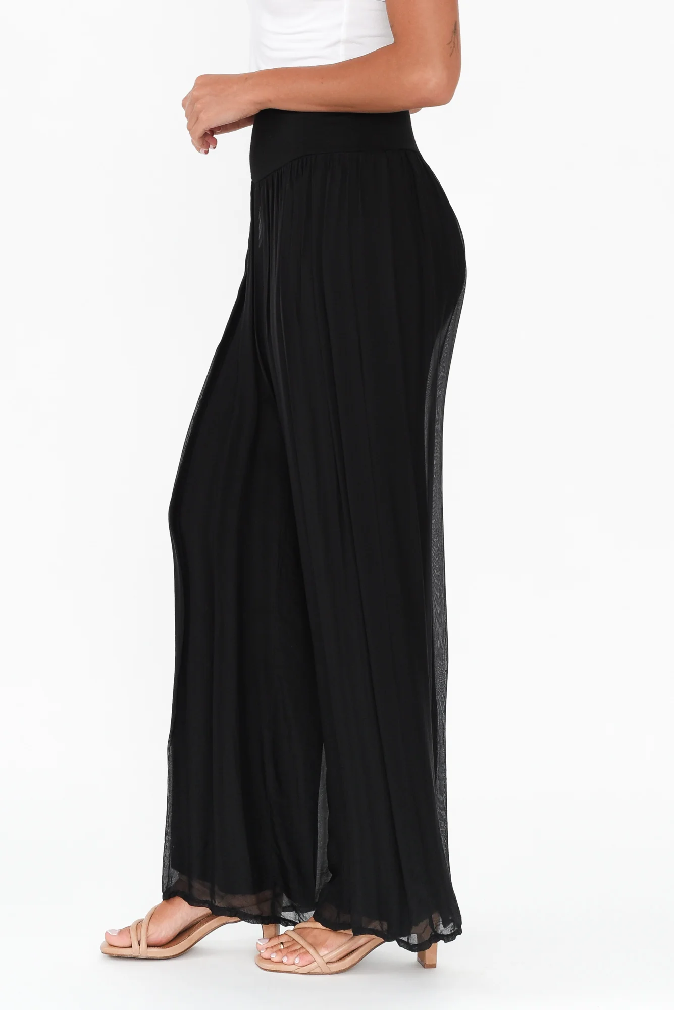 Laurier Black Silk Wide Leg Pants - Image 4