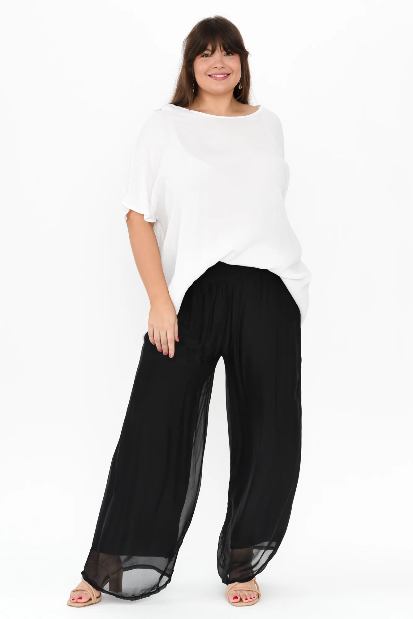 Laurier Black Silk Wide Leg Pants - Image 7