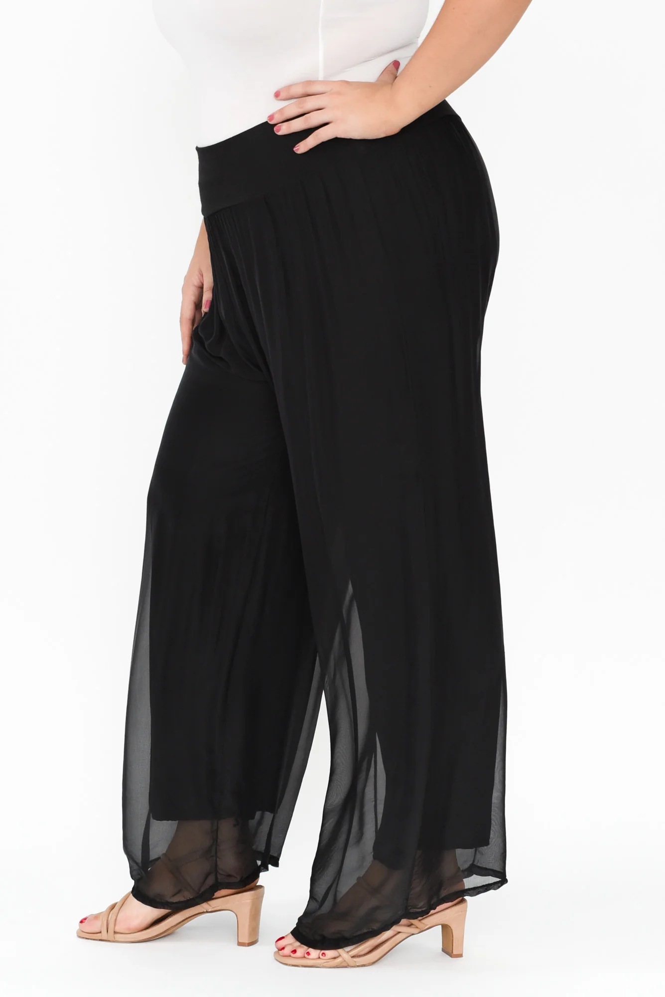 Laurier Black Silk Wide Leg Pants - Image 8