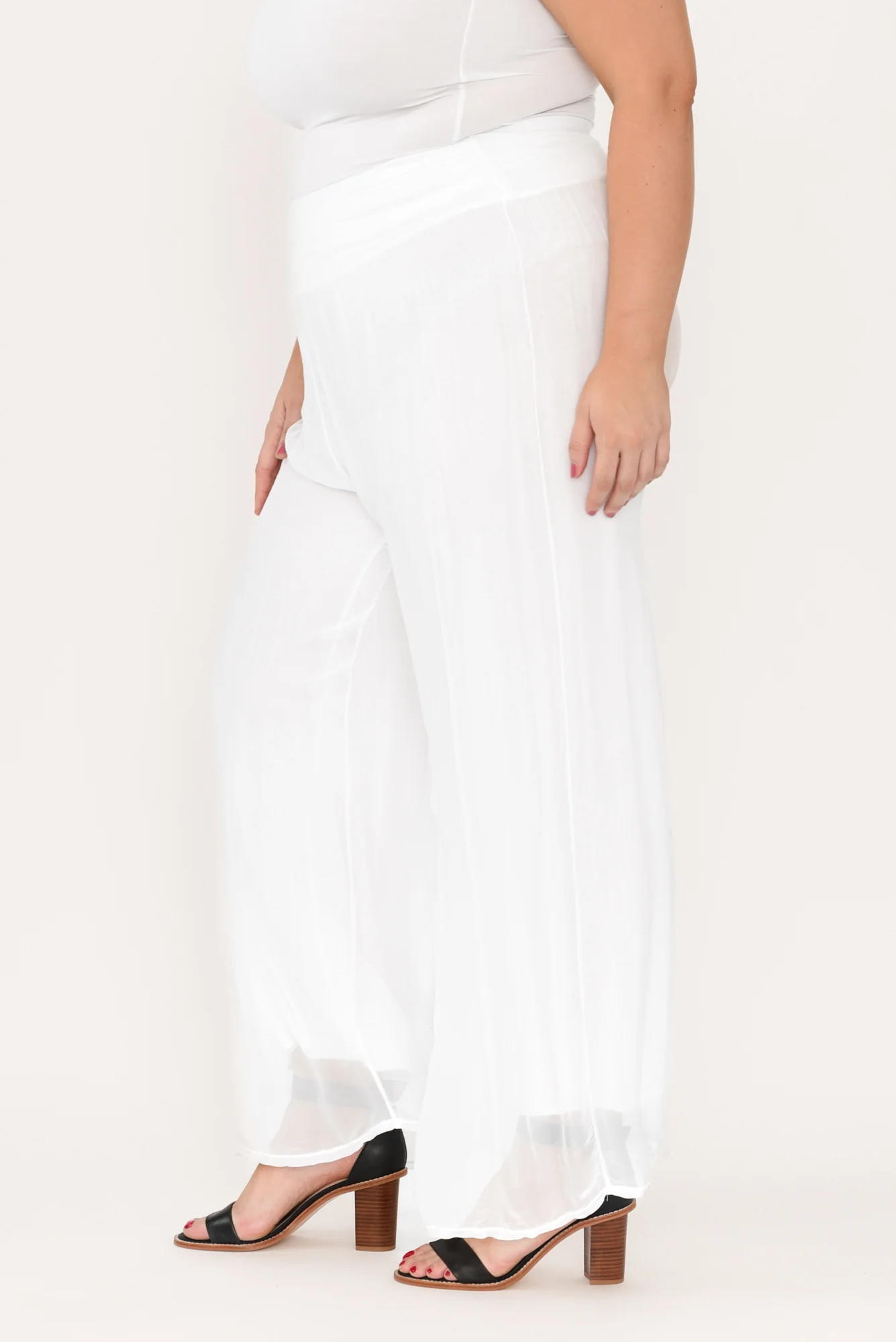 Laurier White Silk Wide Leg Pants - Image 10