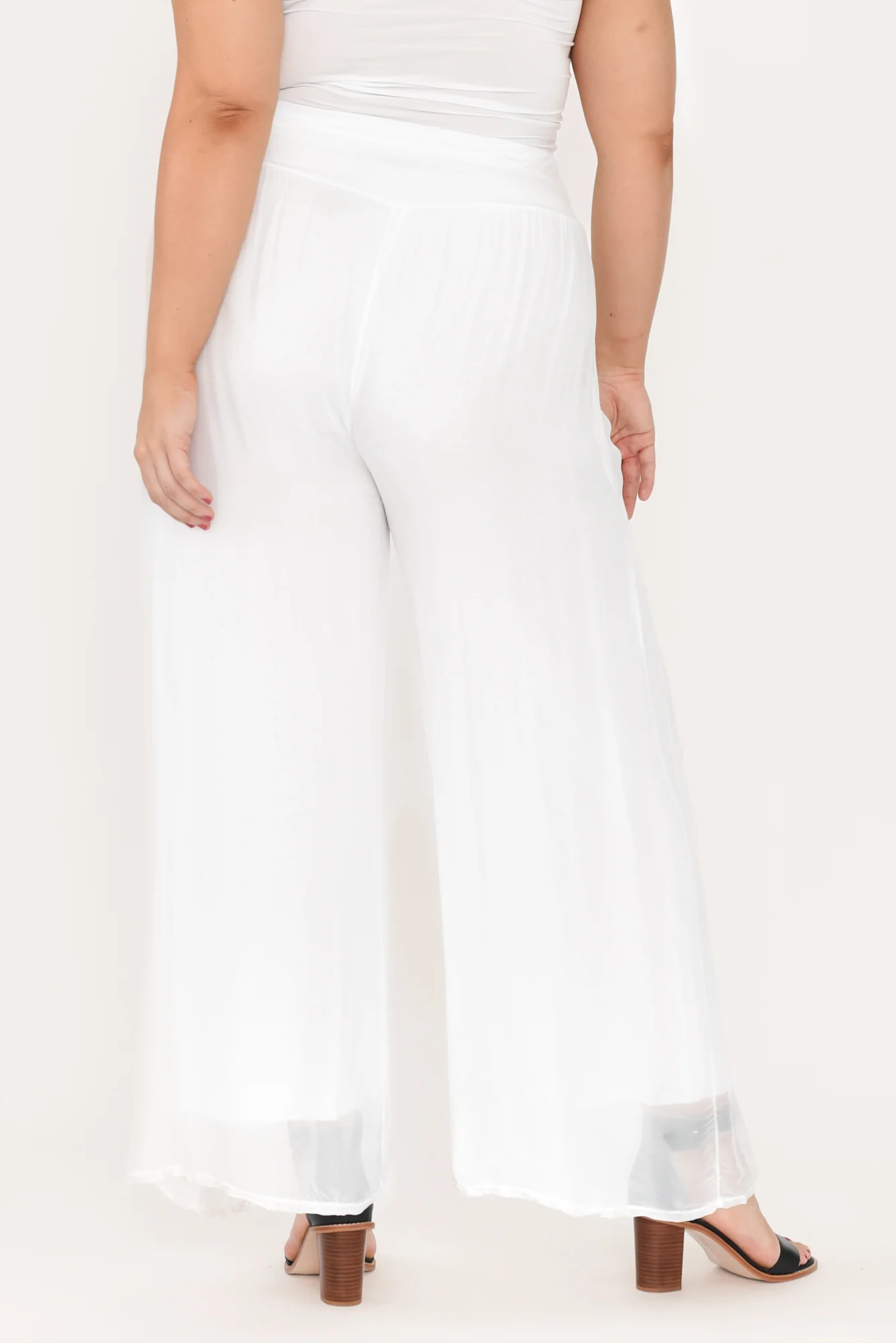 Laurier White Silk Wide Leg Pants - Image 11