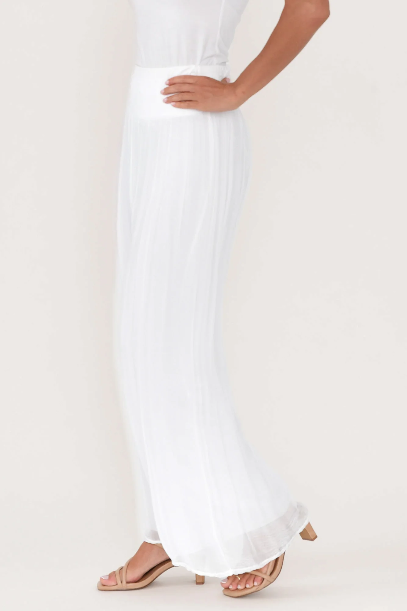 Laurier White Silk Wide Leg Pants - Image 5