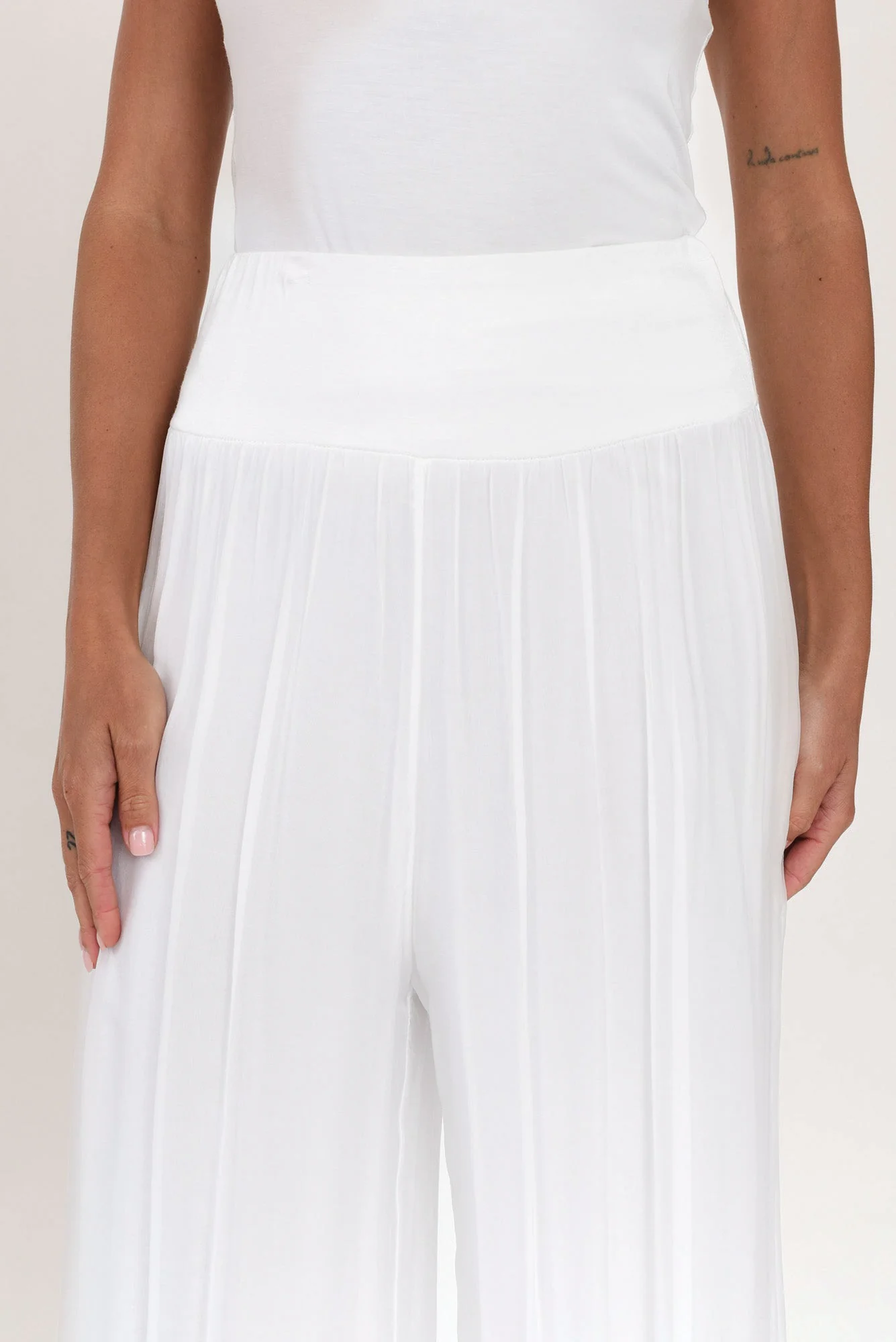 Laurier White Silk Wide Leg Pants - Image 7