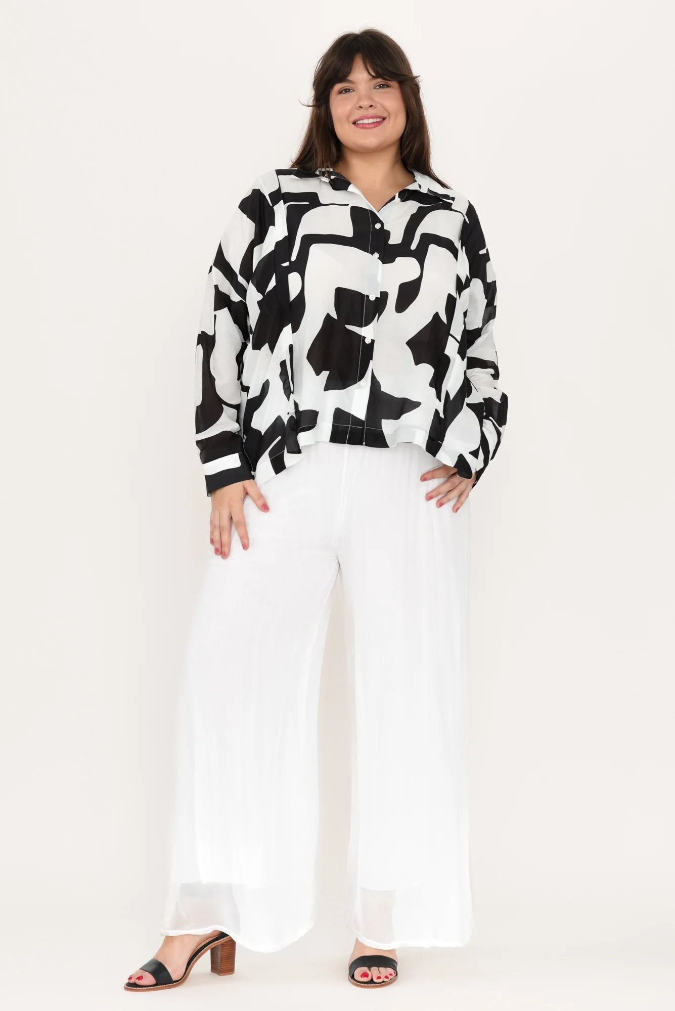 Laurier White Silk Wide Leg Pants - Image 9
