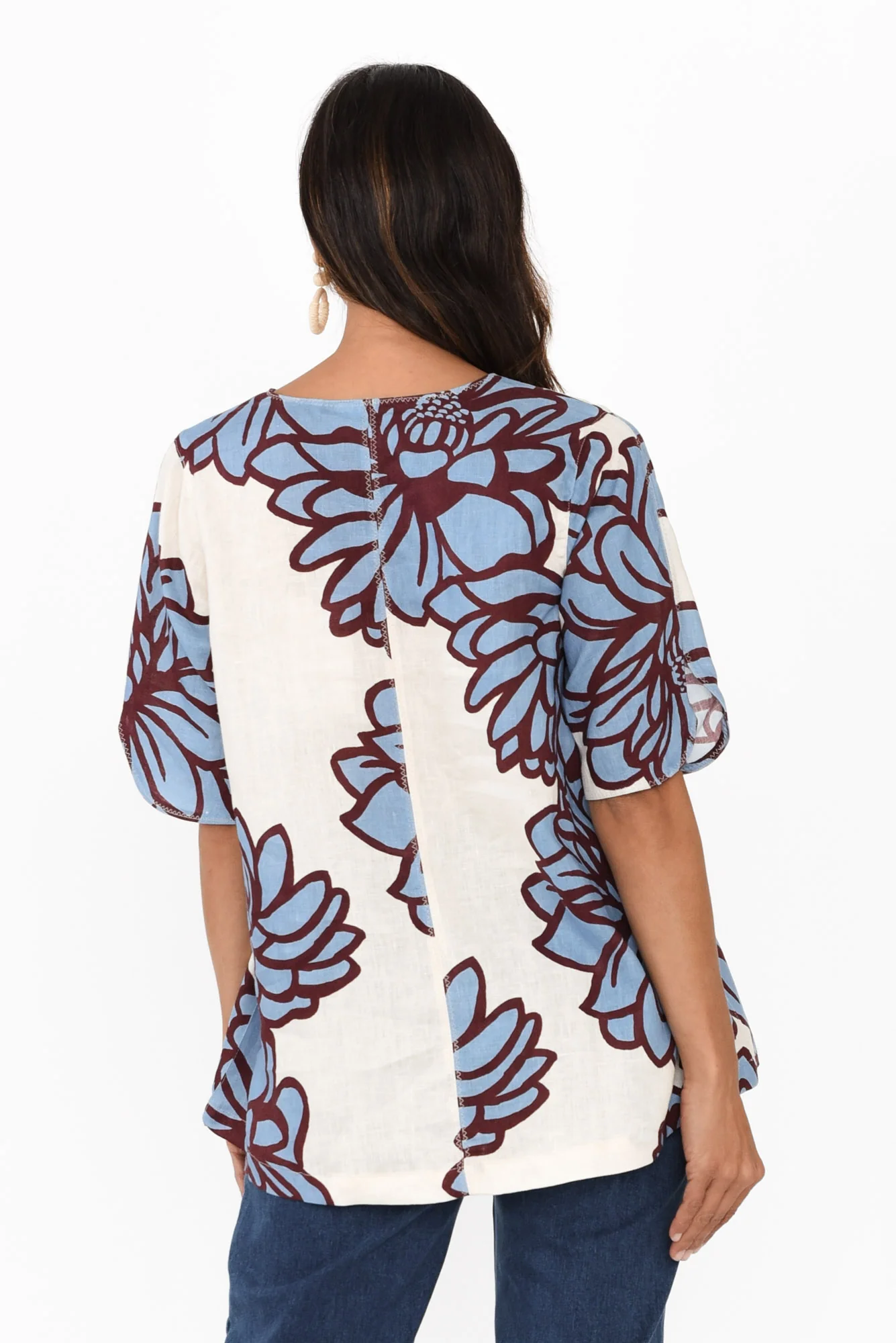 Leith Blue Bloom Linen Top - Image 4