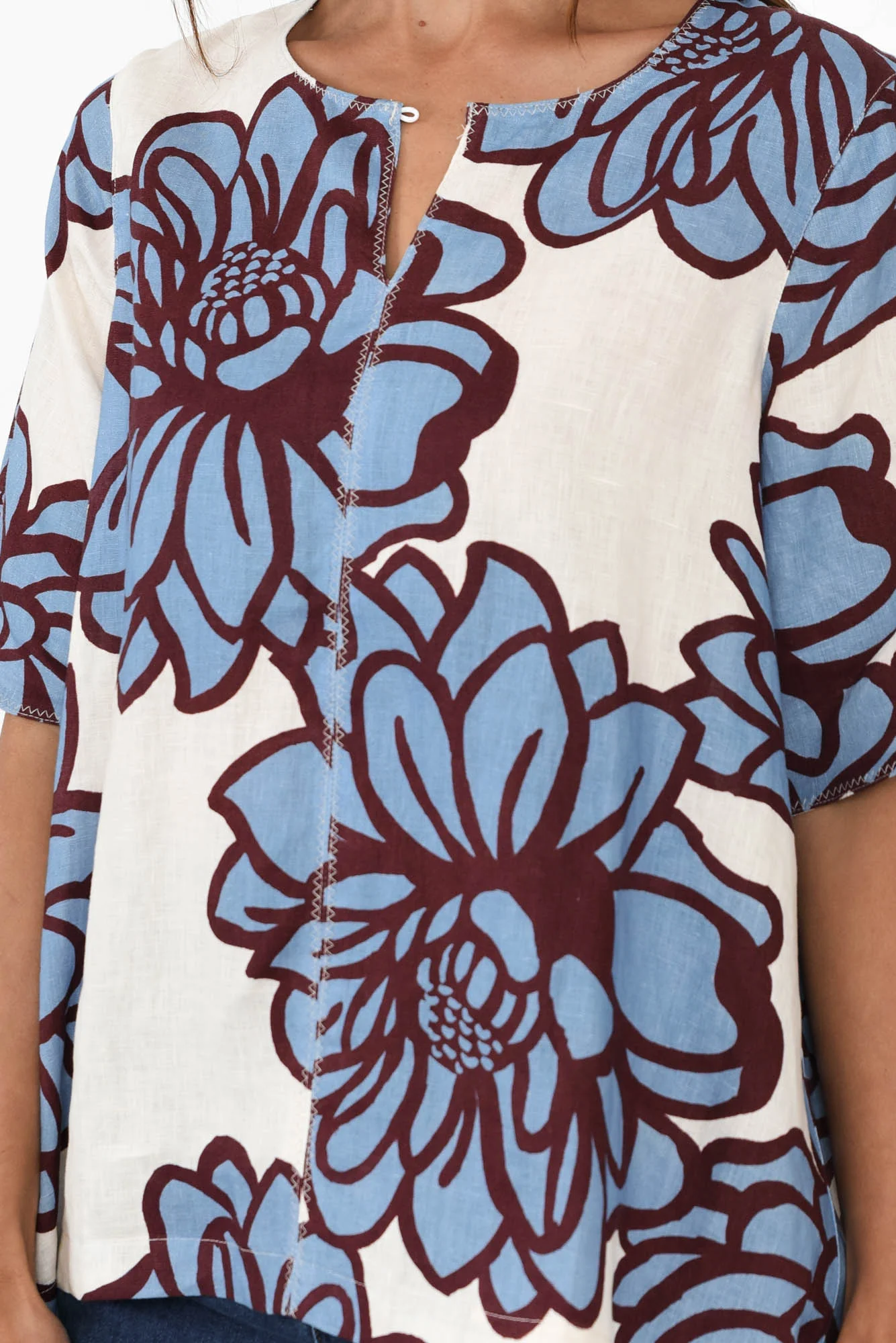 Leith Blue Bloom Linen Top - Image 5