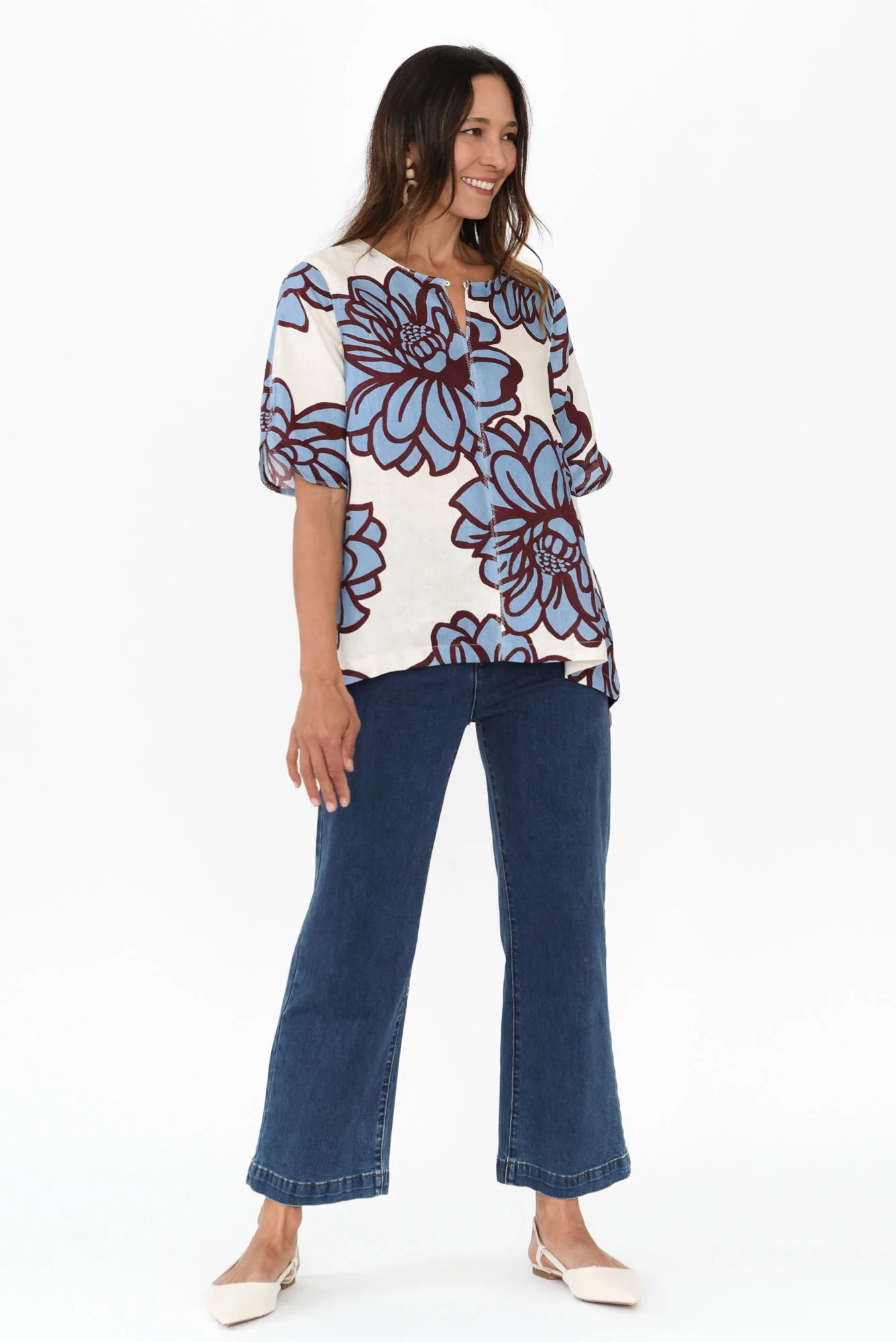 Leith Blue Bloom Linen Top - Image 6