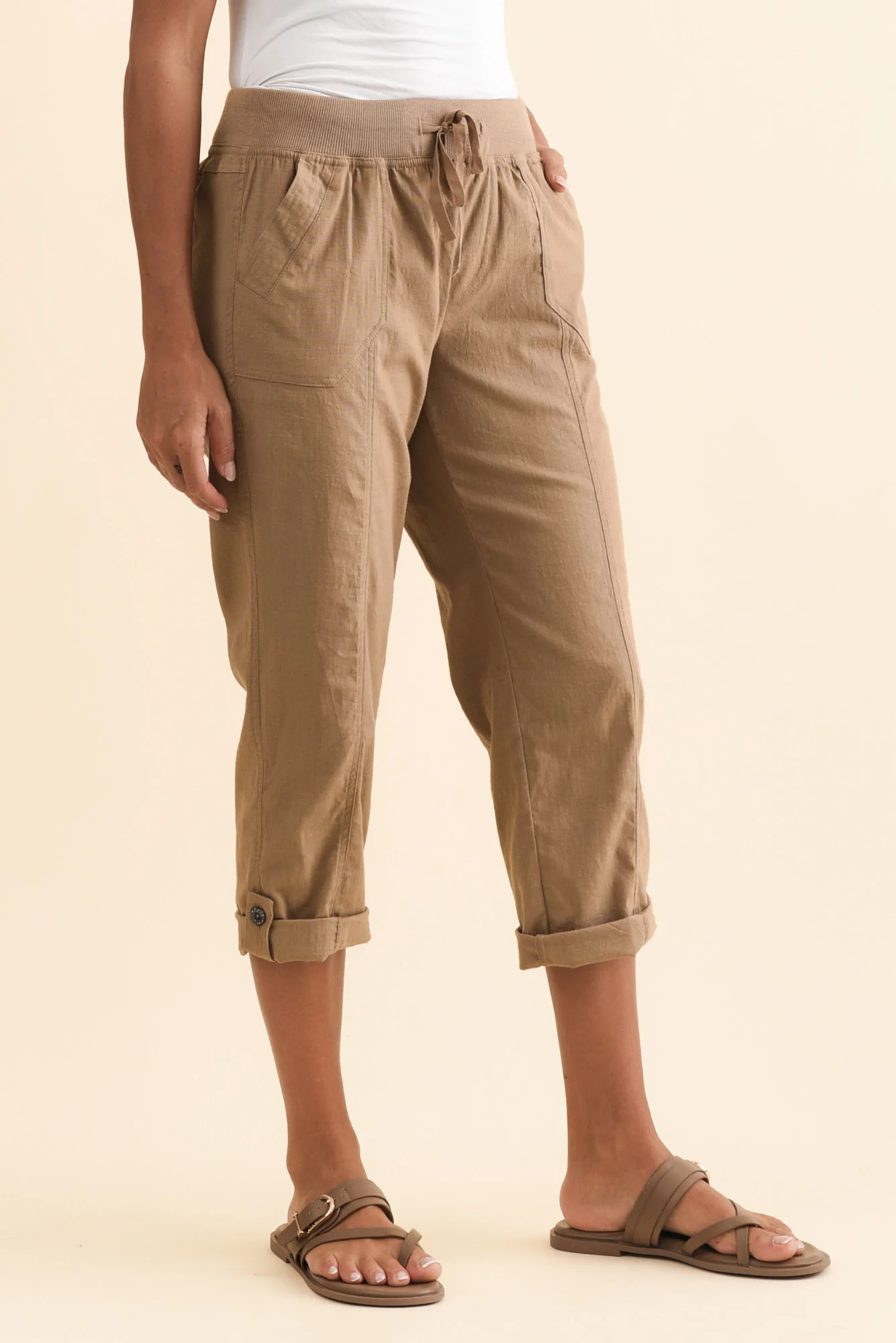 Lindsay Taupe 7/8 Cargo Pants - Image 3