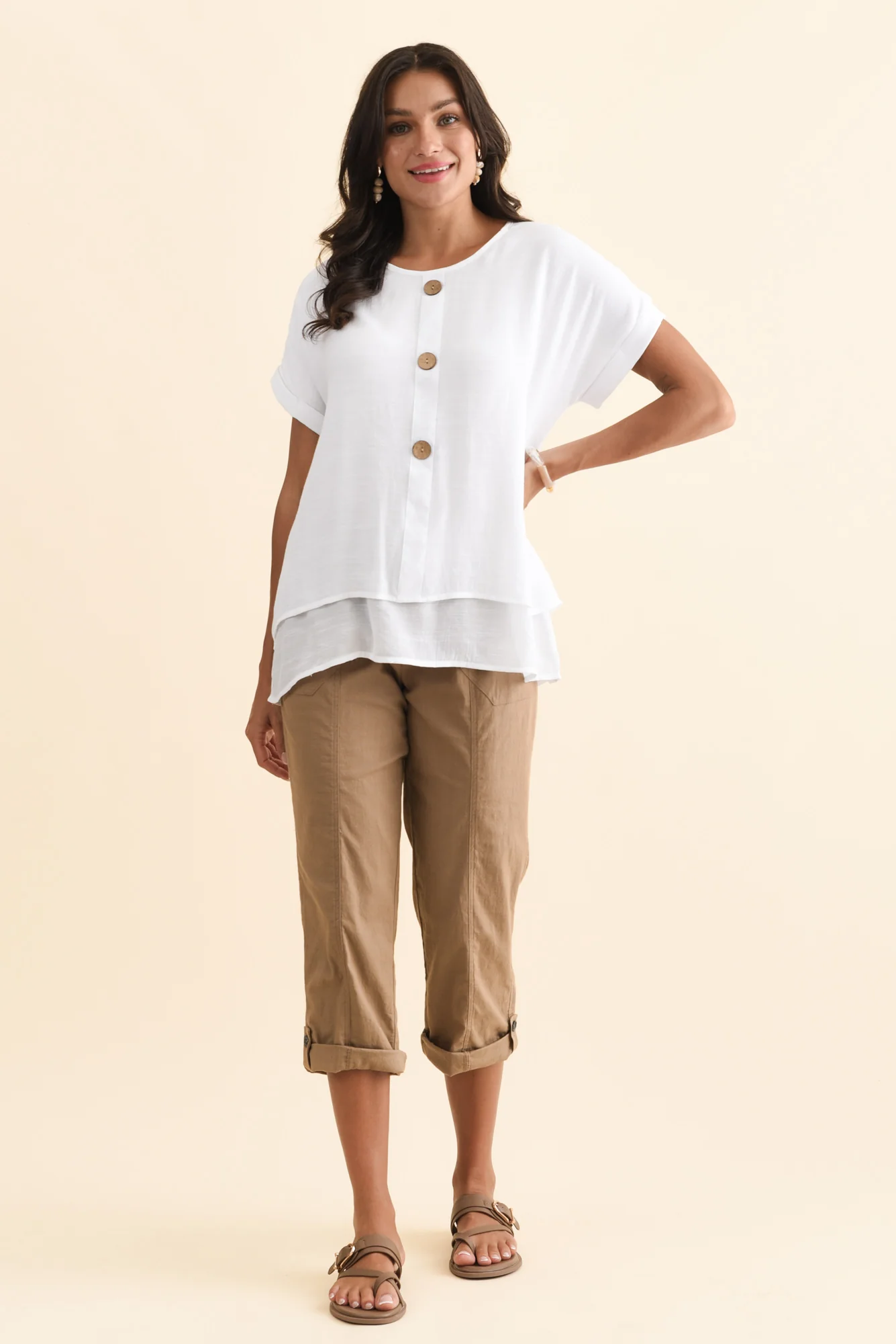 Lindsay Taupe 7/8 Cargo Pants - Image 6