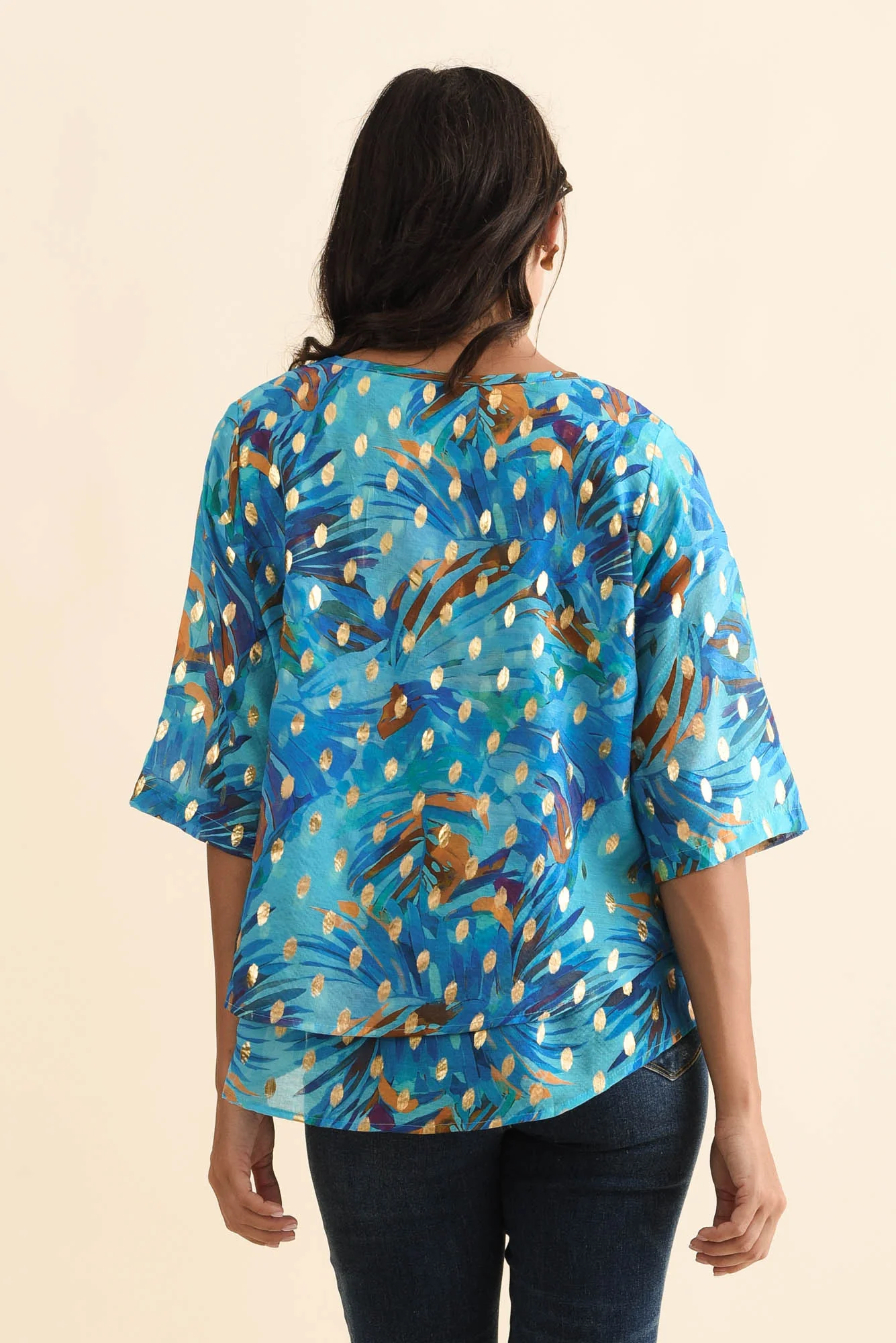Liora Aqua Burst Foil Layered Top - Image 4