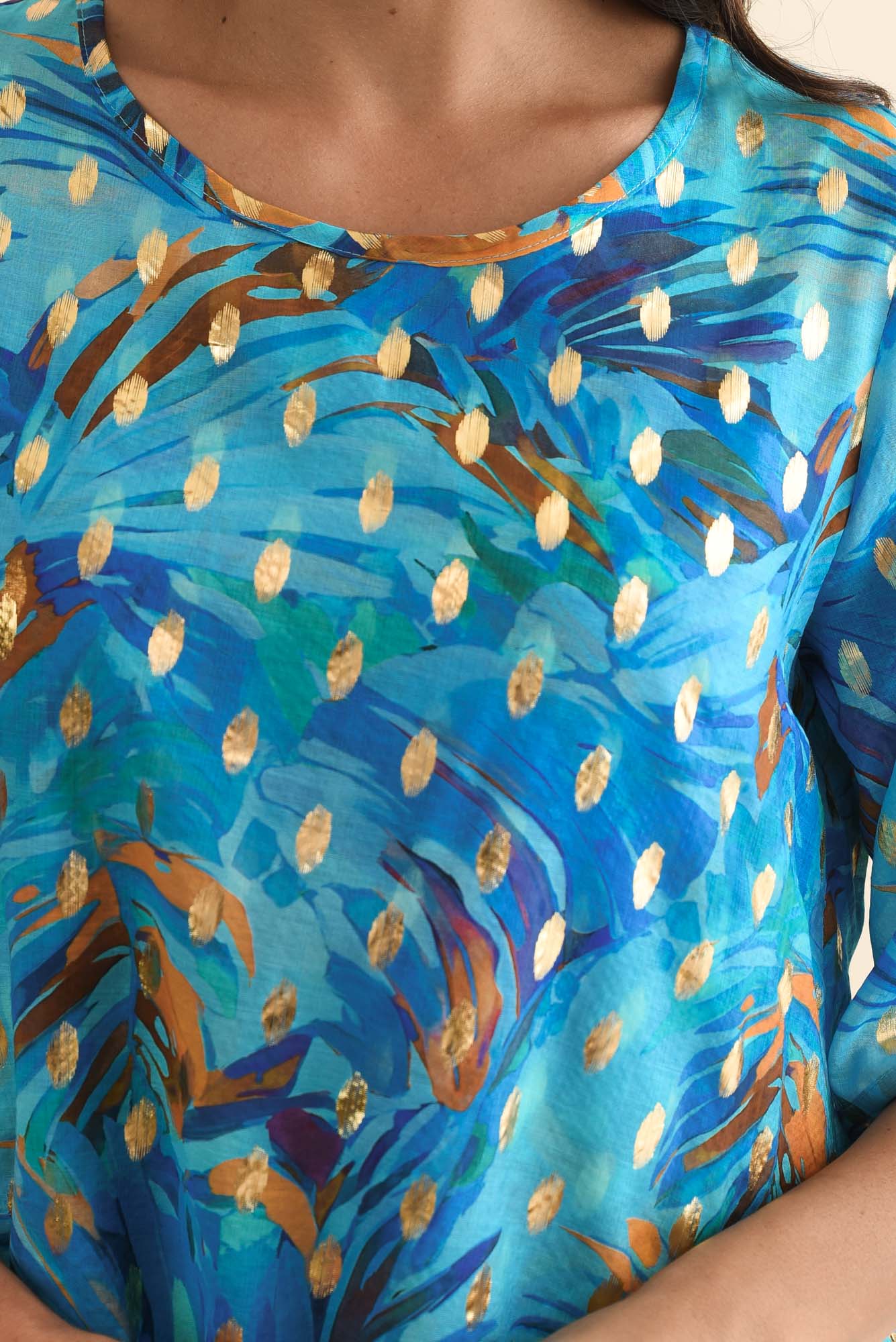 Liora Aqua Burst Foil Layered Top - Image 5