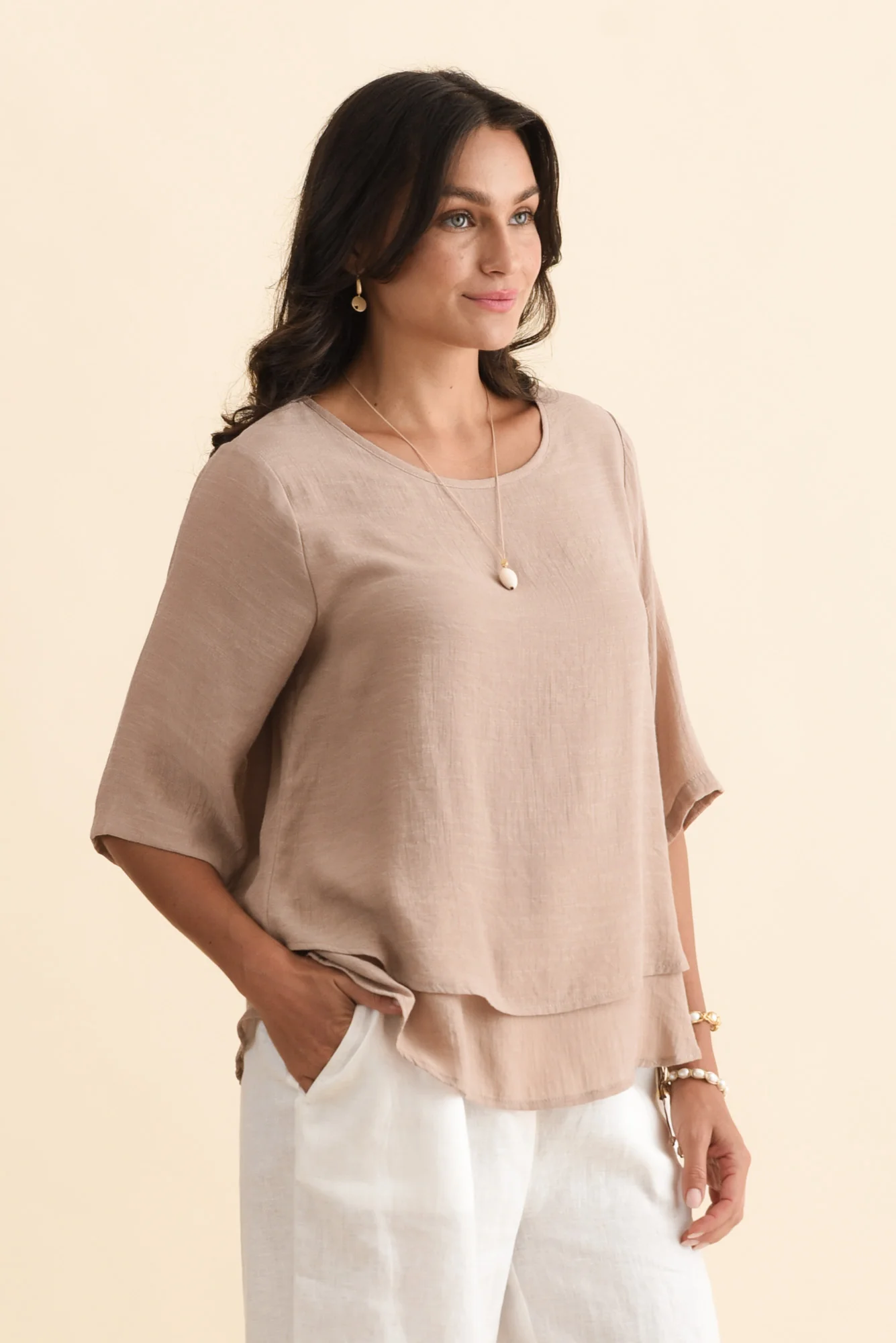 Liora Beige Layered Top - Image 3