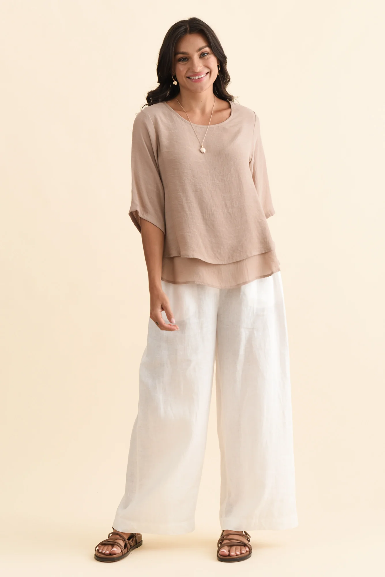 Liora Beige Layered Top - Image 7