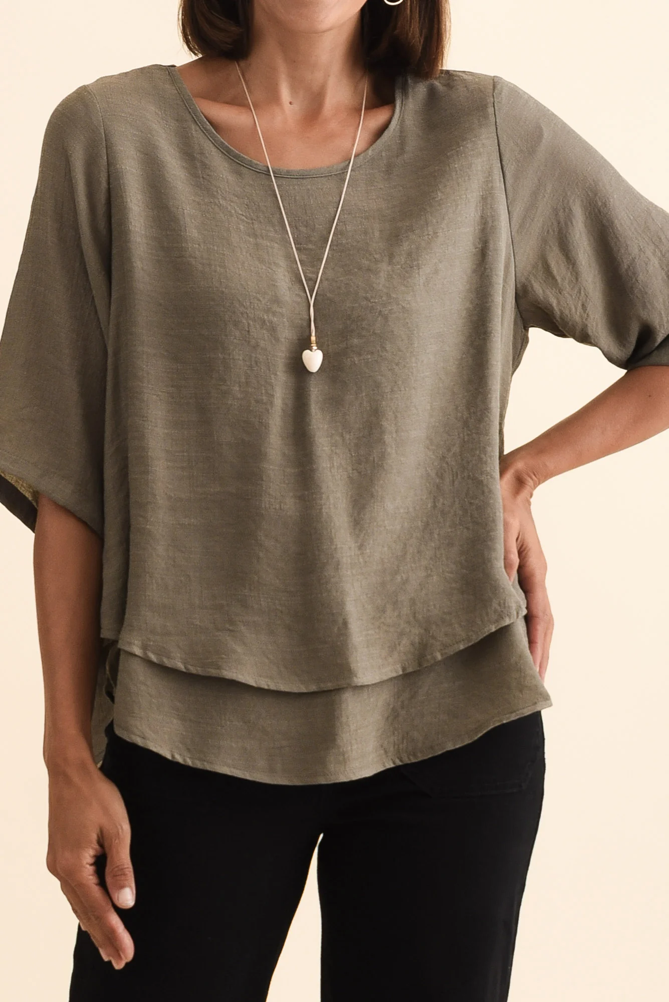 Liora Khaki Layered Top - Image 5