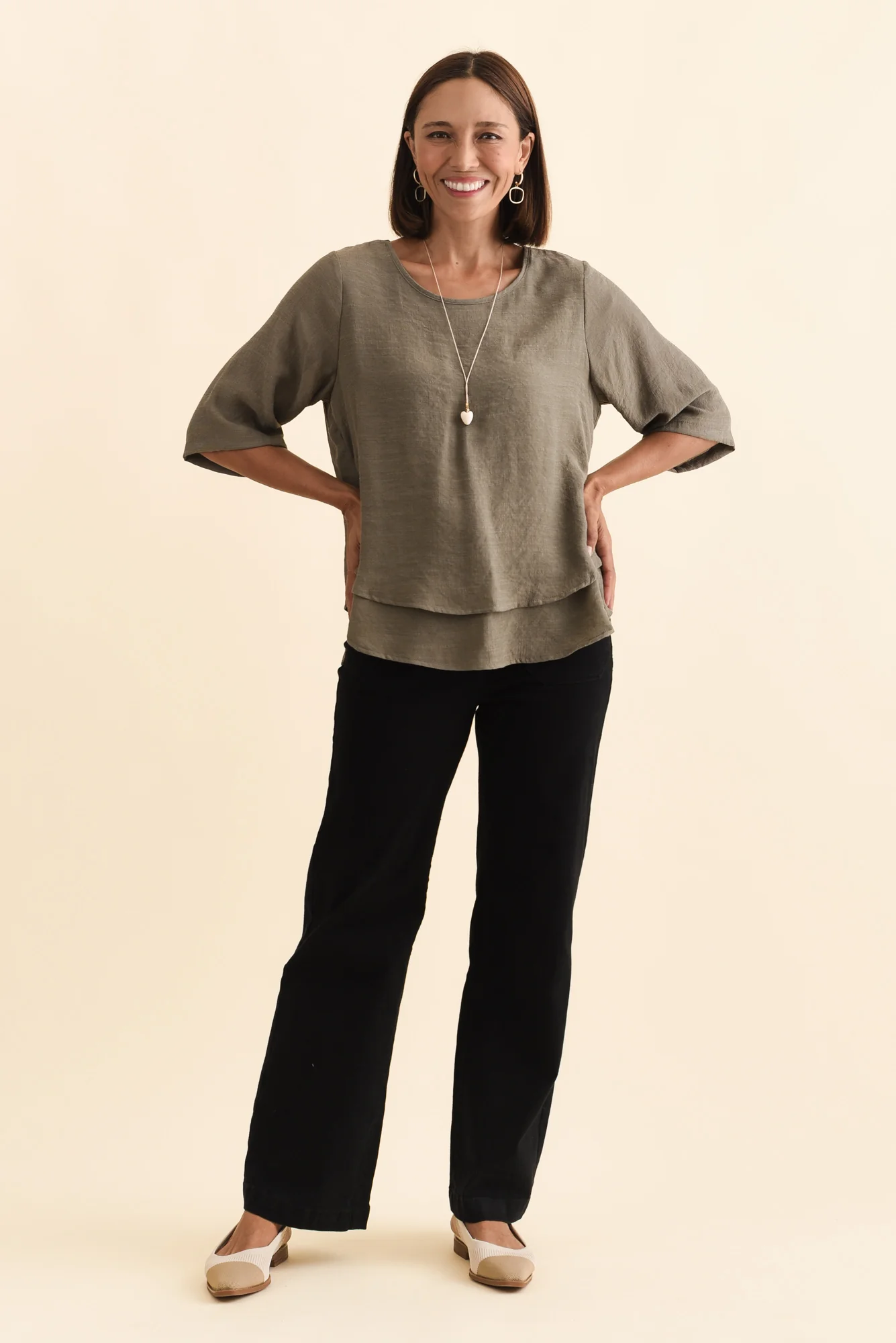 Liora Khaki Layered Top - Image 6