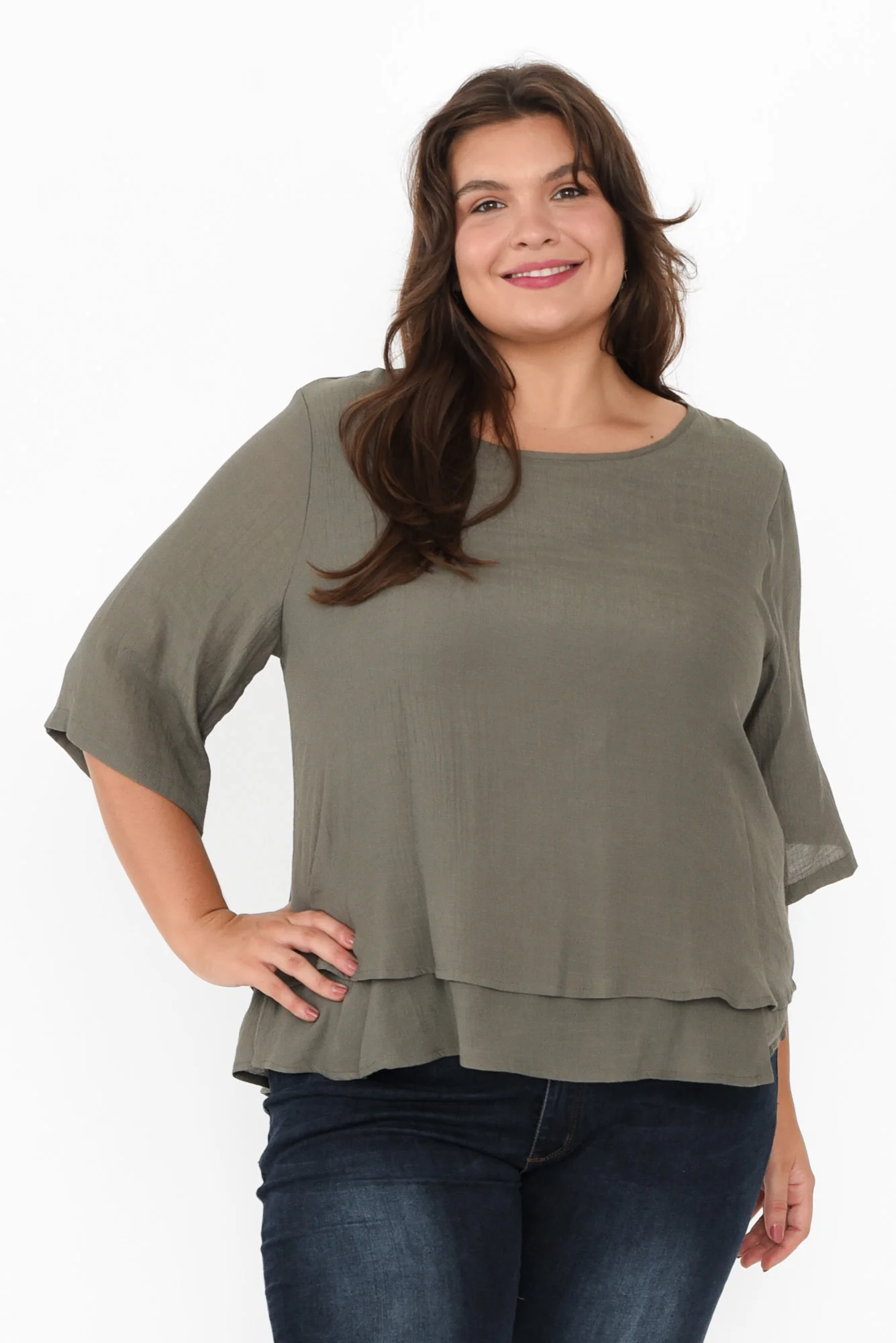 Liora Khaki Layered Top - Image 7