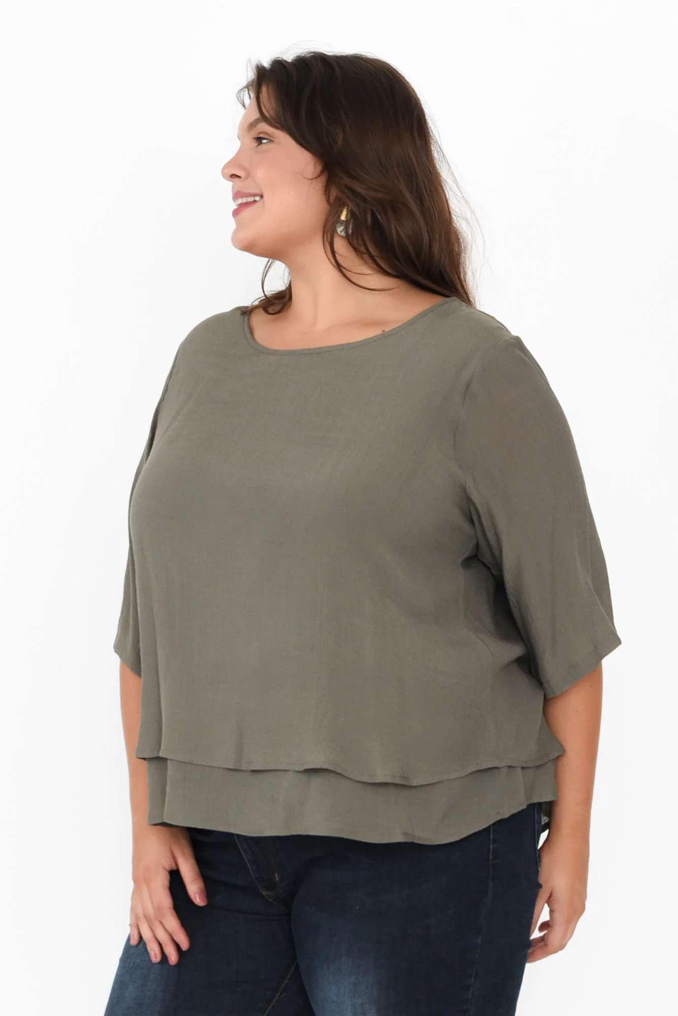 Liora Khaki Layered Top - Image 8