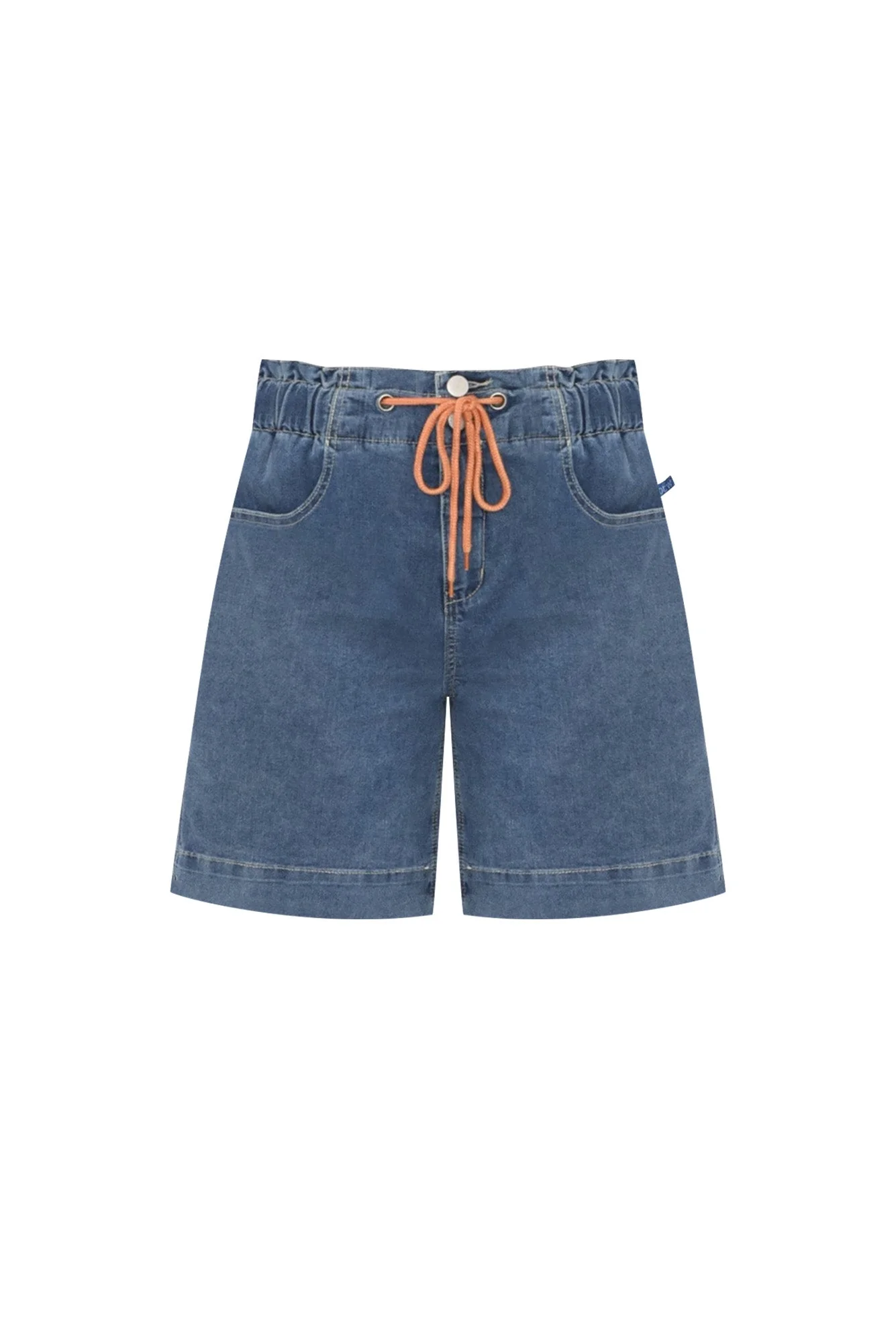 Lizzy Dark Blue Denim Drawstring Shorts - Image 3
