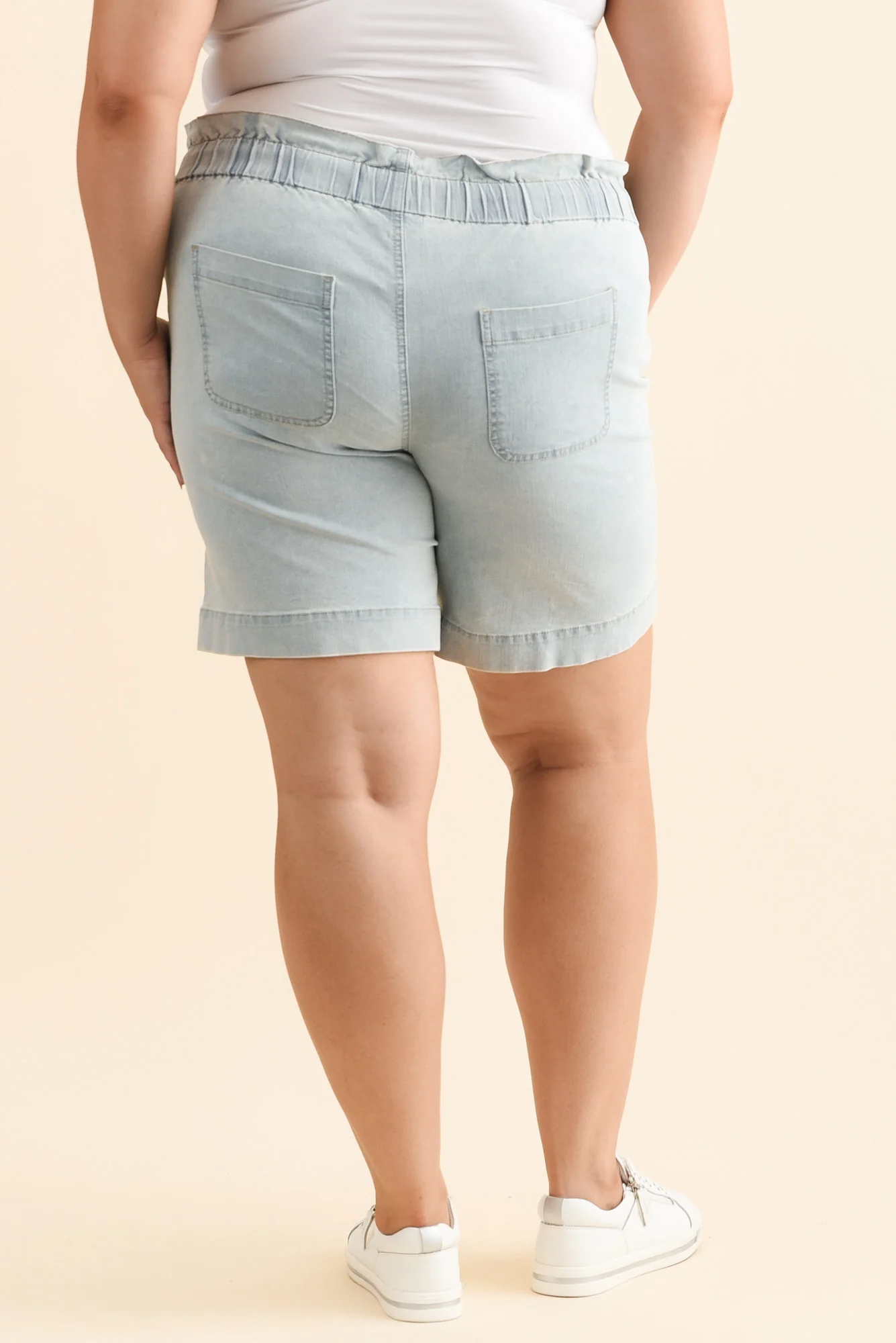Lizzy Light Blue Denim Drawstring Shorts - Image 12