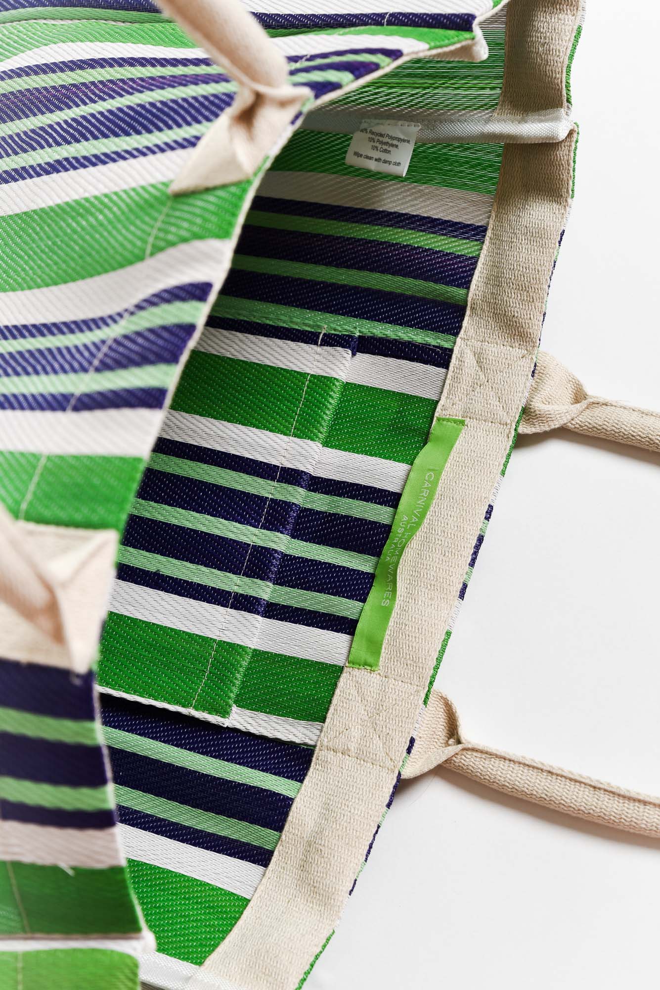 Lochan Green Stripe Large Tote Bag - Image 3