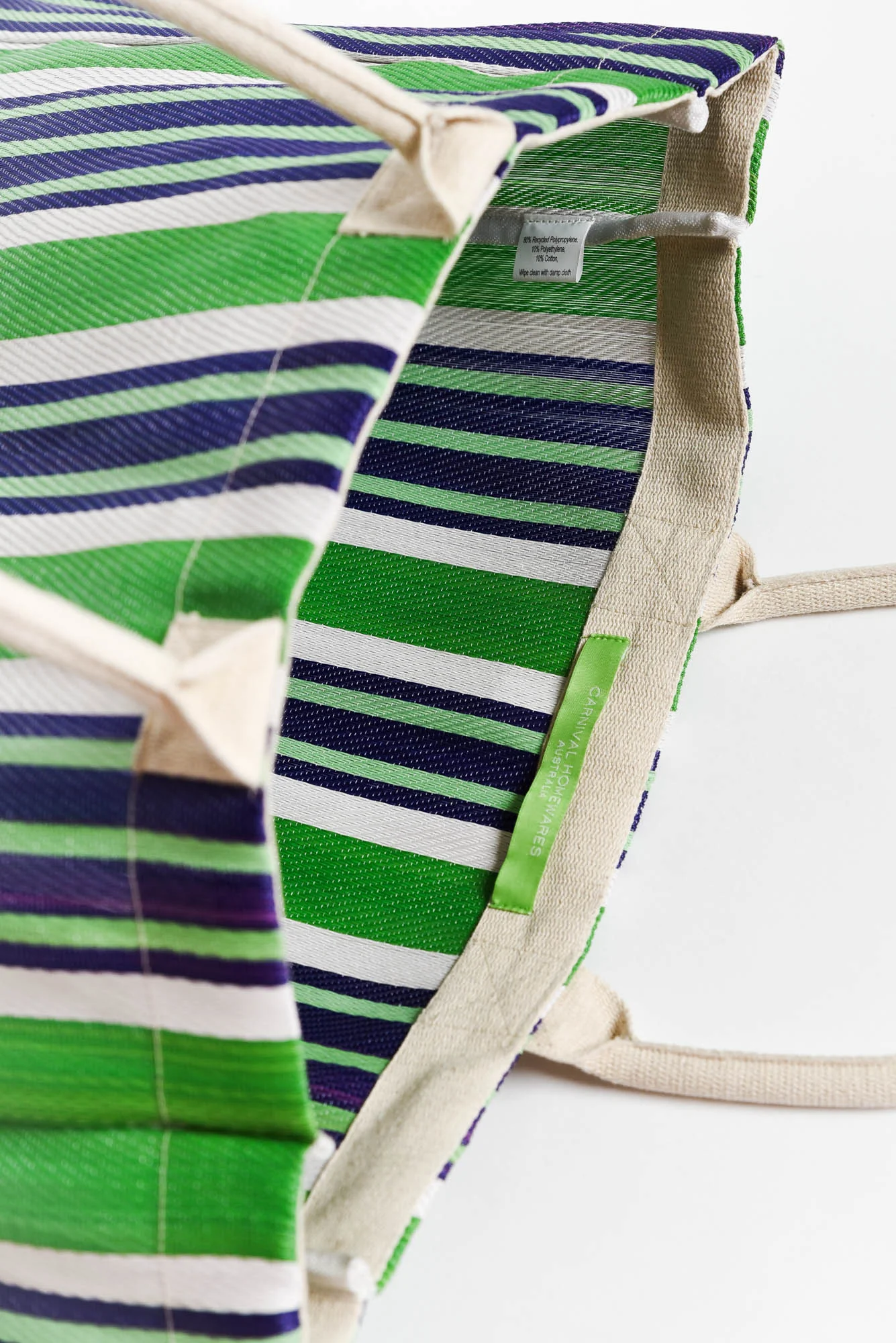 Lochan Green Stripe Medium Tote Bag - Image 3