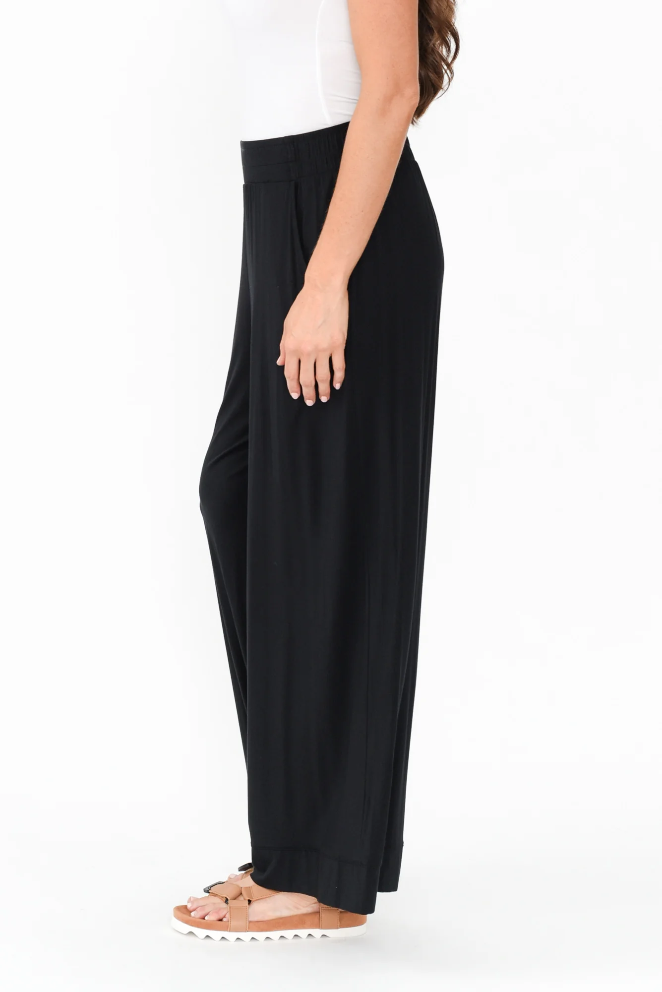 Lola Black Micro Modal Wide Leg Pants - Image 4