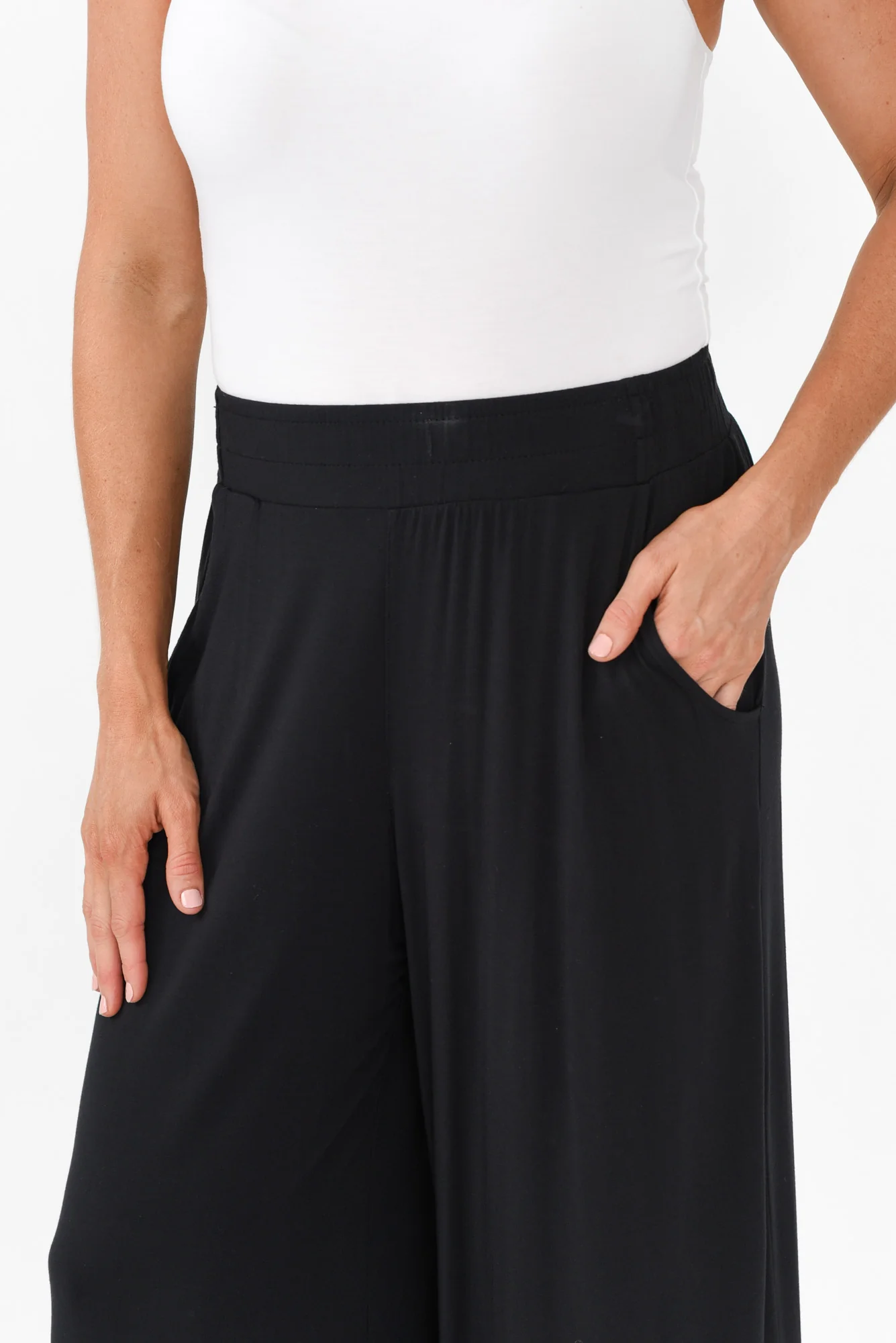 Lola Black Micro Modal Wide Leg Pants - Image 6