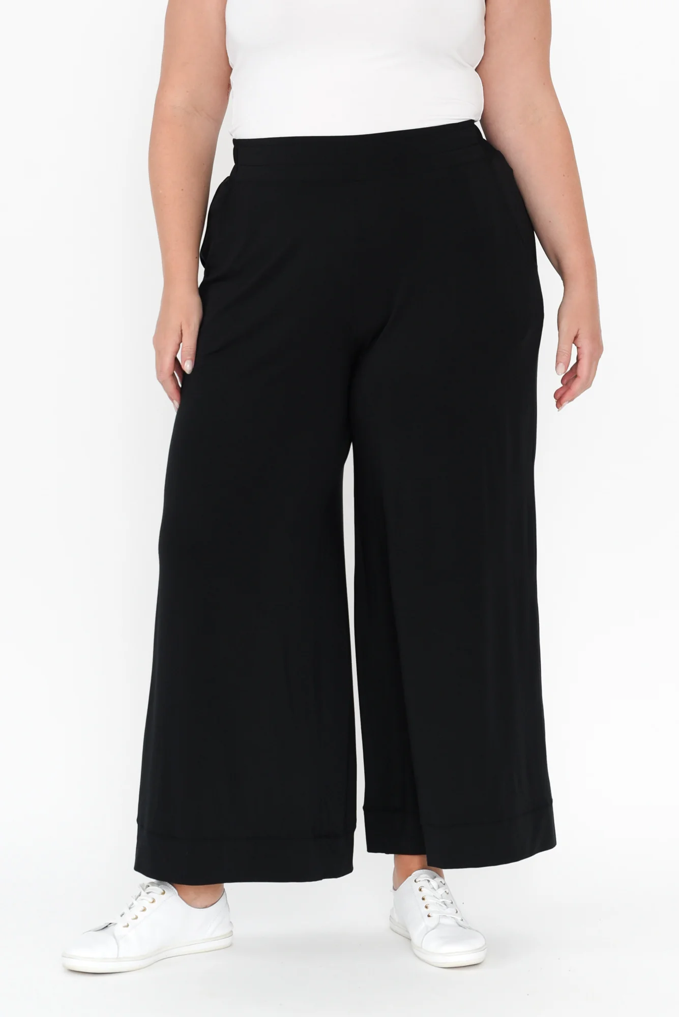 Lola Black Micro Modal Wide Leg Pants - Image 7