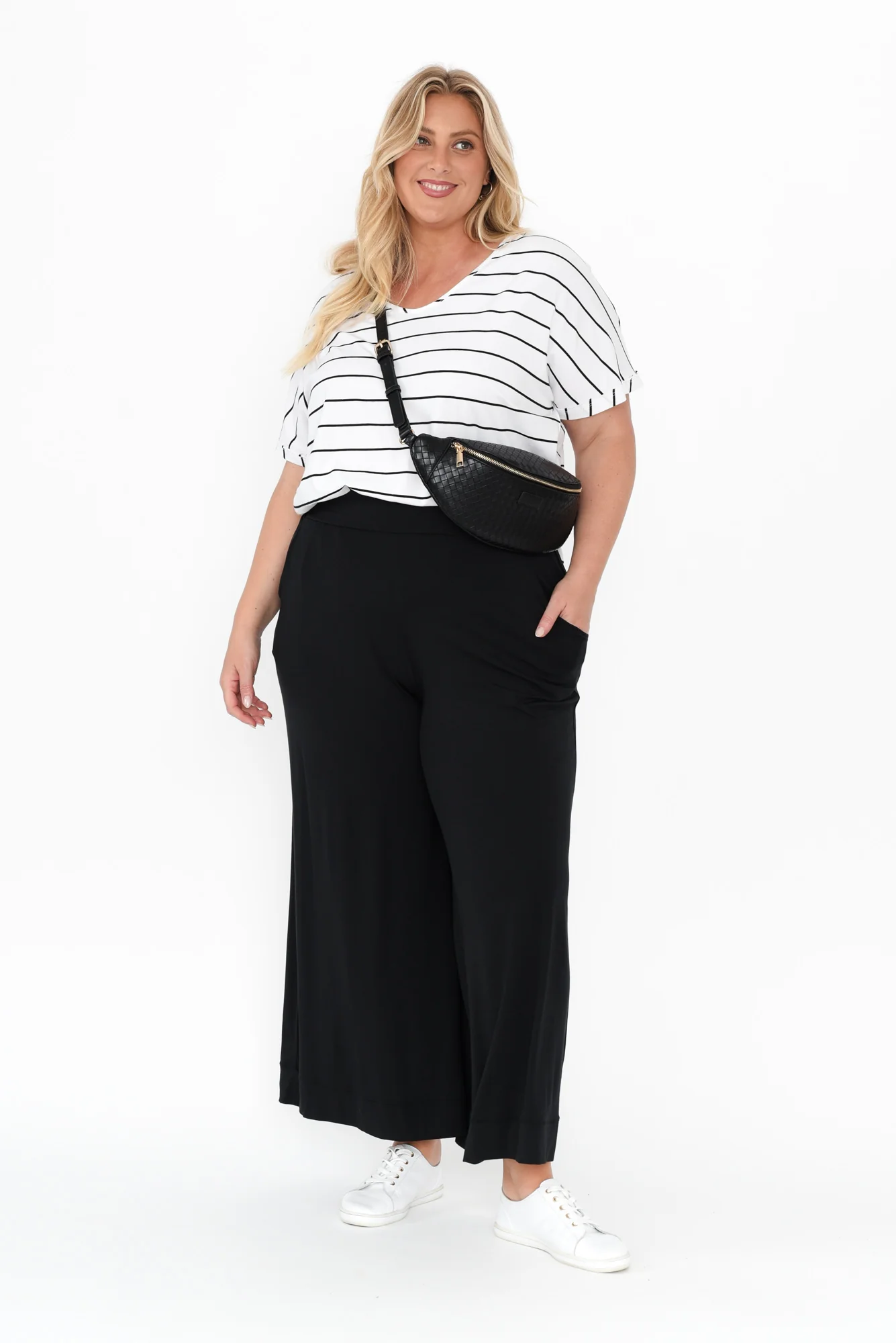 Lola Black Micro Modal Wide Leg Pants - Image 8