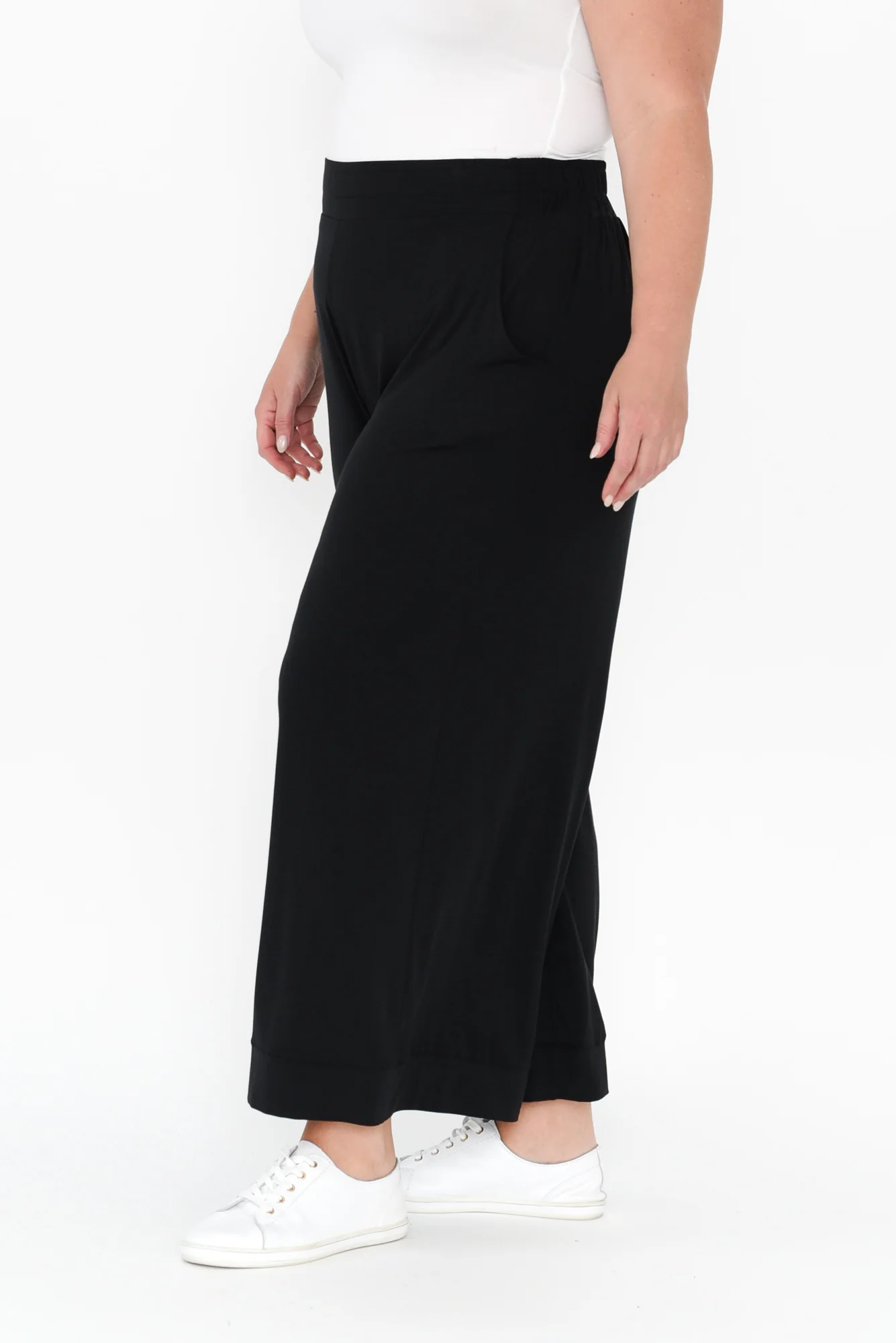 Lola Black Micro Modal Wide Leg Pants - Image 9