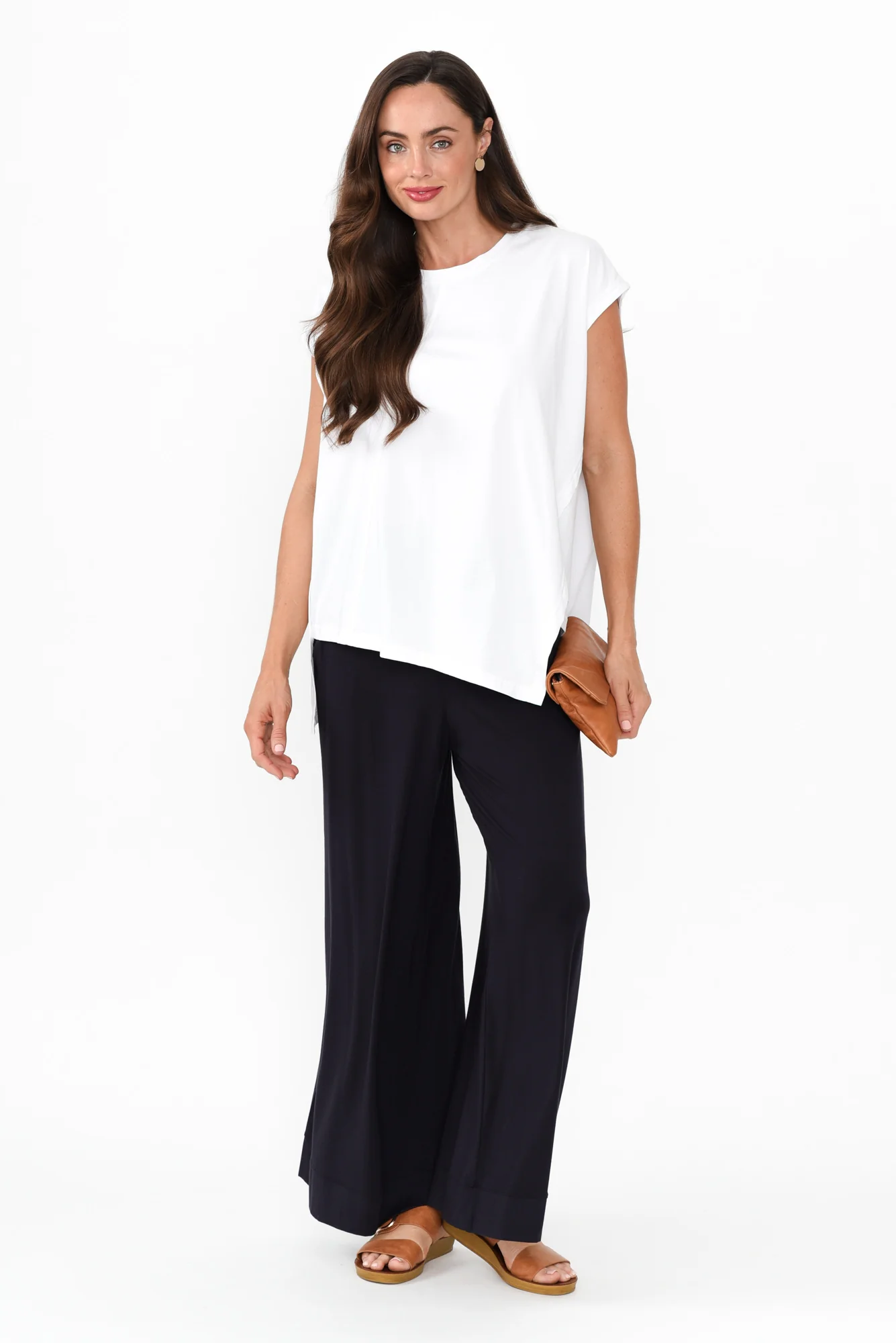 Lola Navy Micro Modal Wide Leg Pants - Image 3