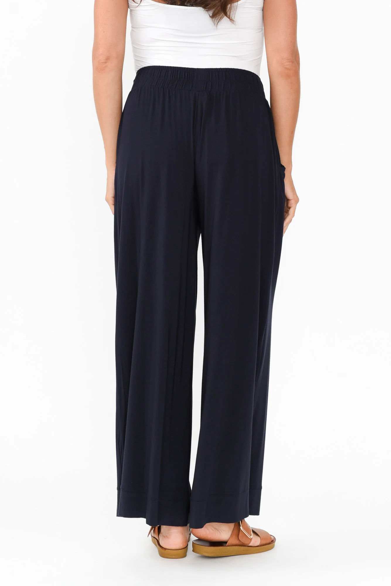 Lola Navy Micro Modal Wide Leg Pants - Image 6