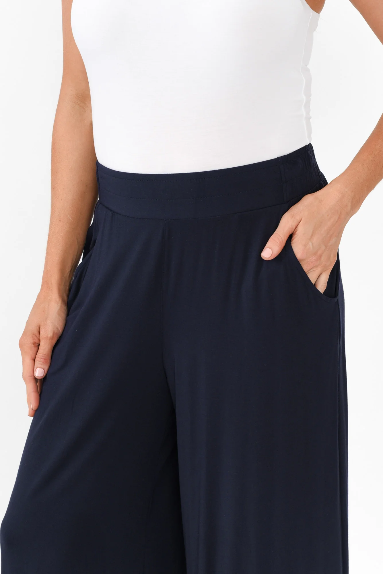 Lola Navy Micro Modal Wide Leg Pants - Image 7