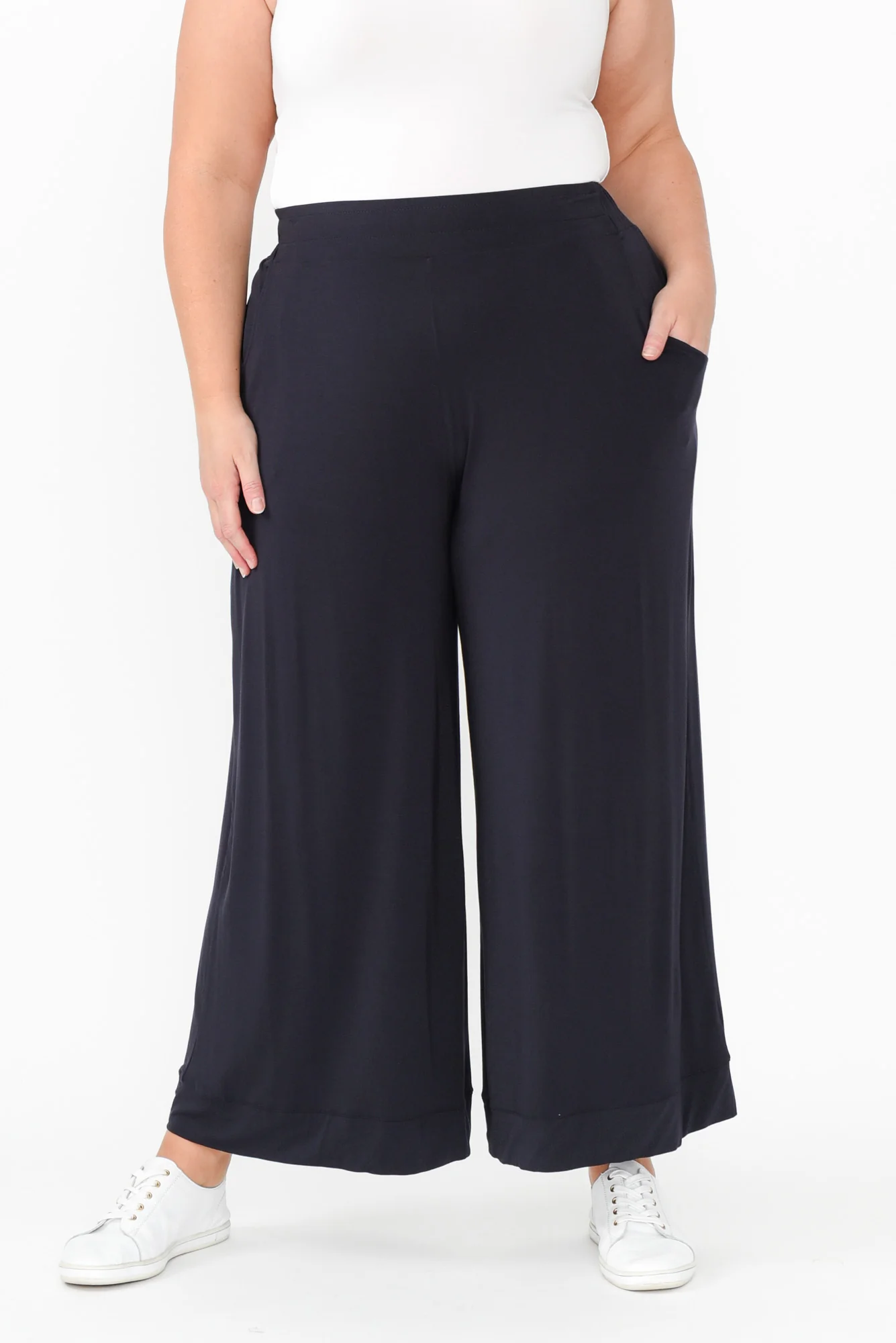 Lola Navy Micro Modal Wide Leg Pants - Image 8