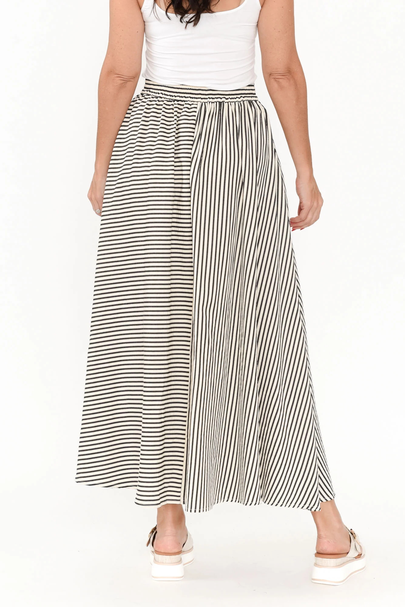 Lucy Black Stripe Button Skirt - Image 6