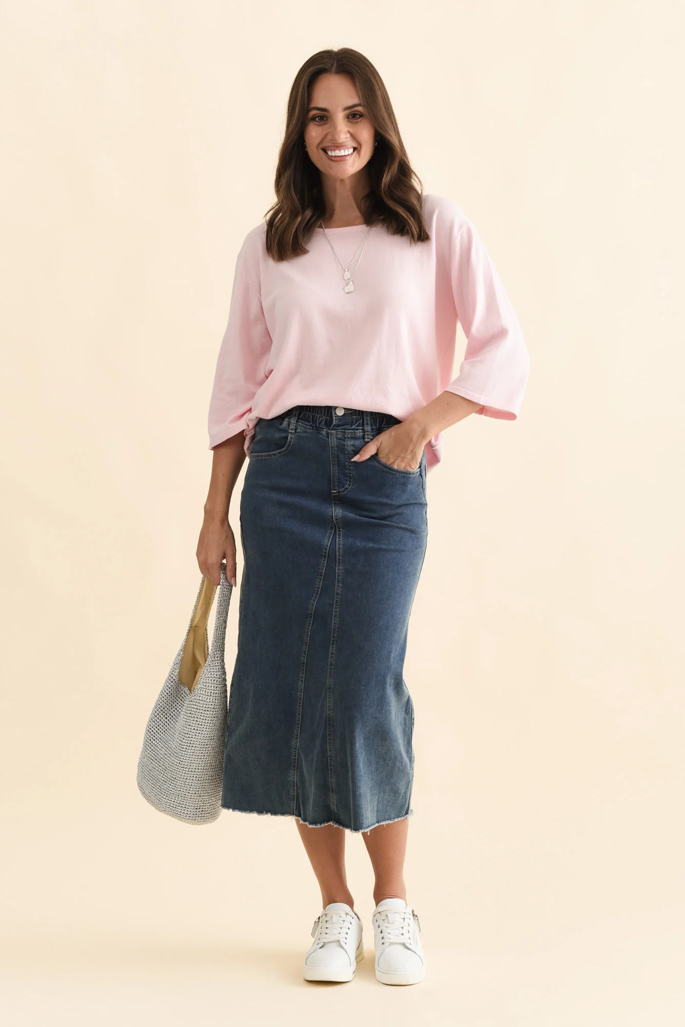 Lusia Dark Blue Denim Tie Skirt - Image 3