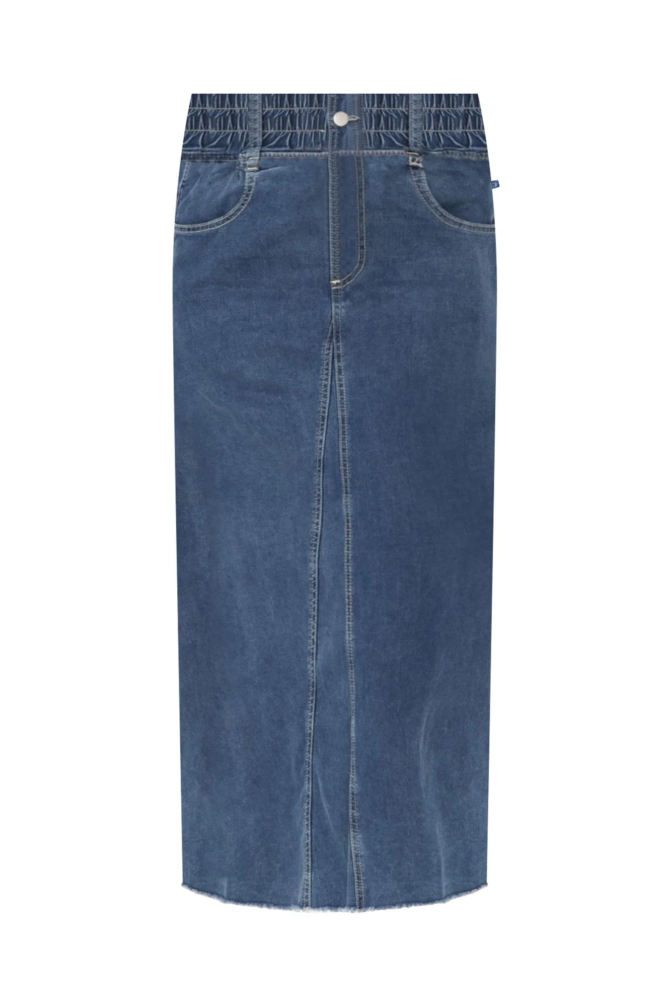 Lusia Dark Blue Denim Tie Skirt - Image 7