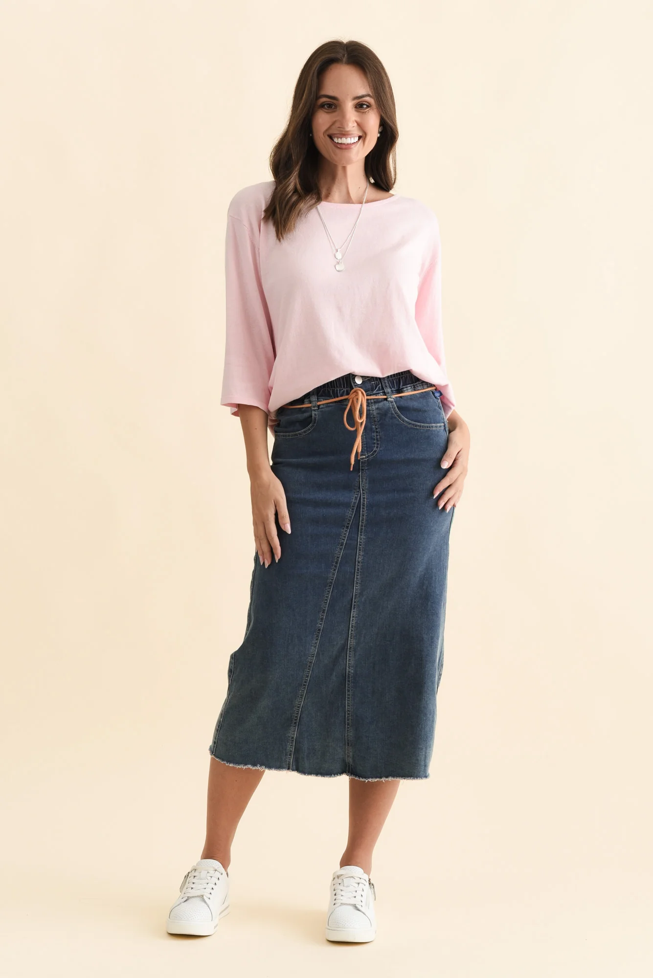 Lusia Dark Blue Denim Tie Skirt - Image 8