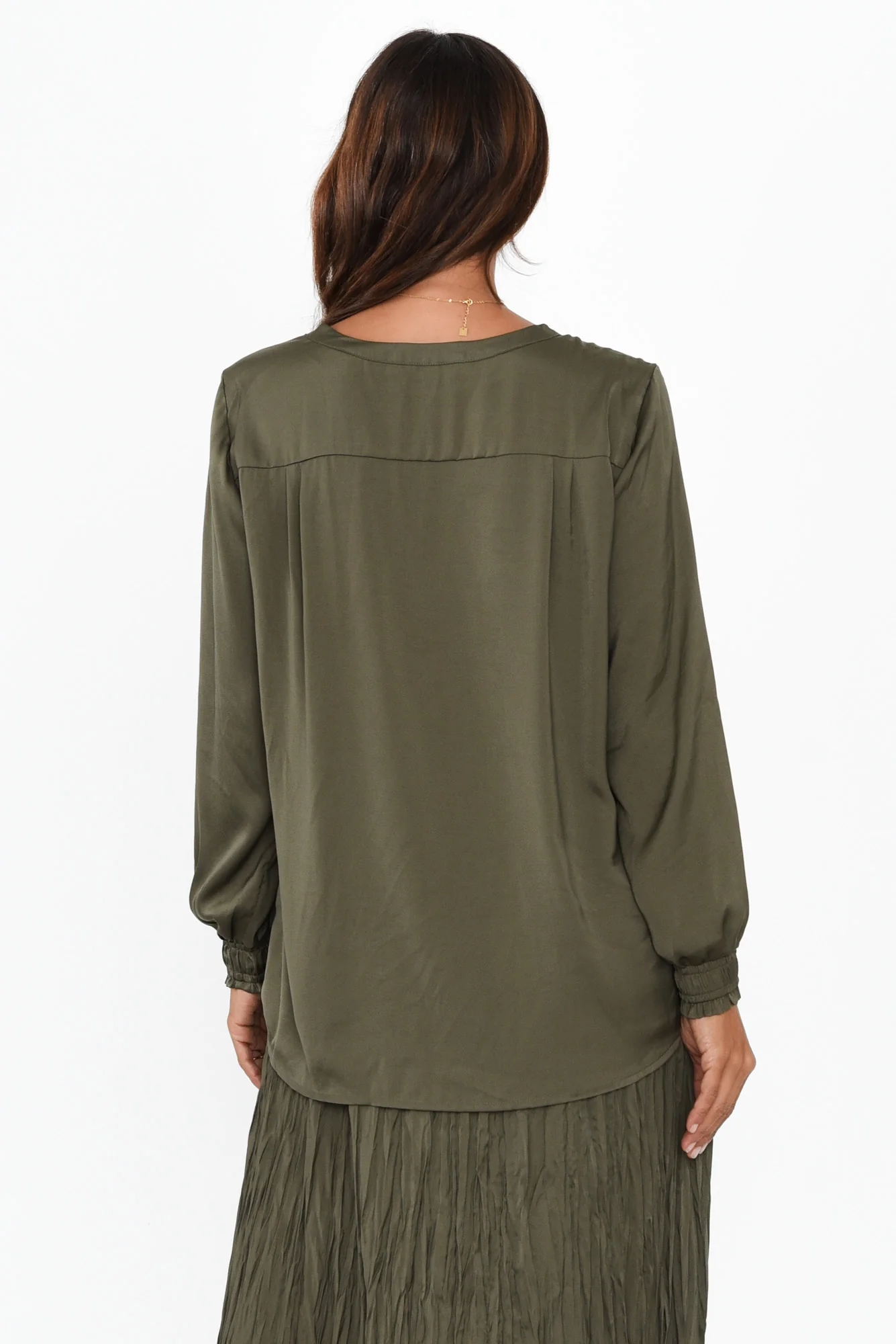 Luxe Khaki Gloss Tunic - Image 4