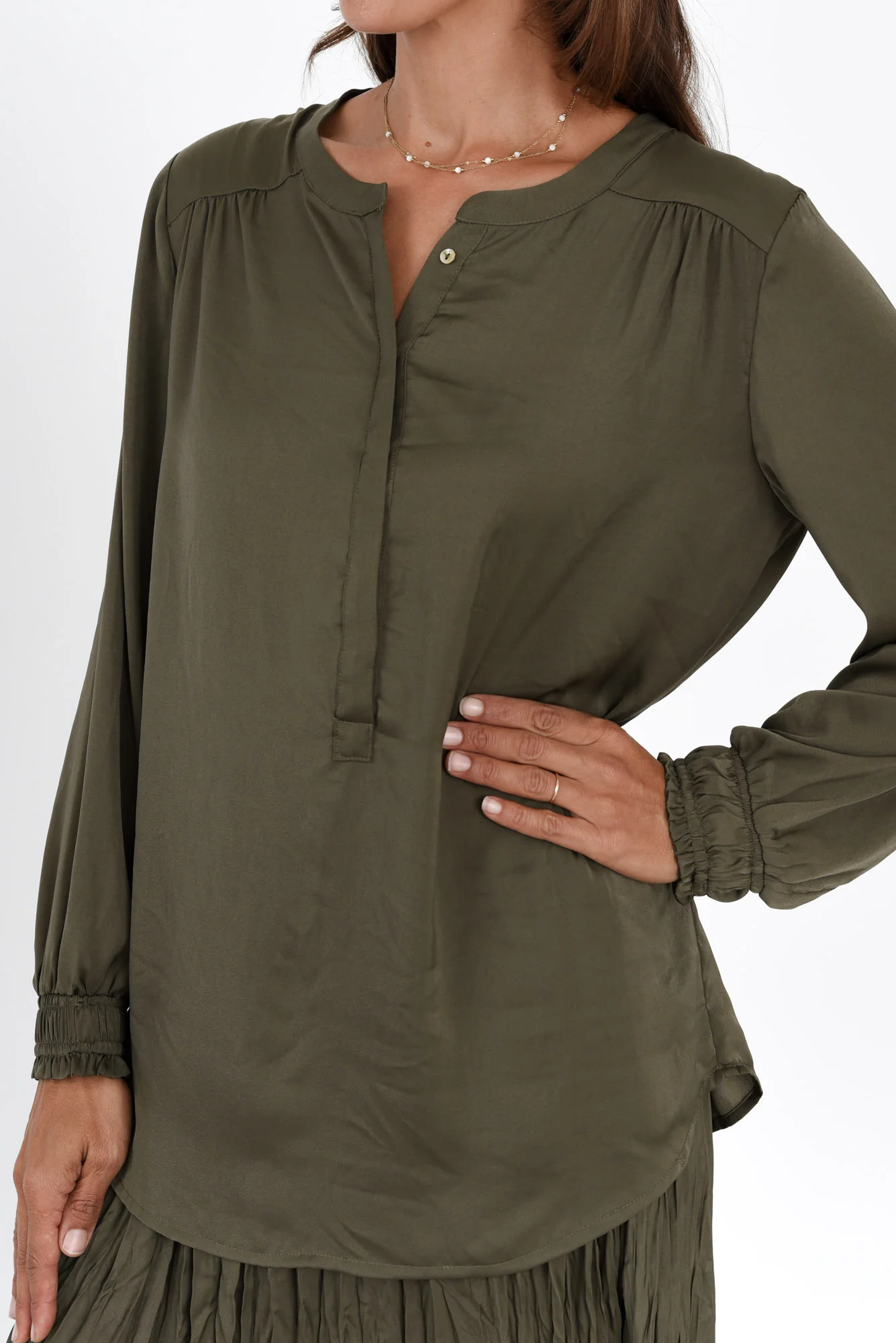 Luxe Khaki Gloss Tunic - Image 5