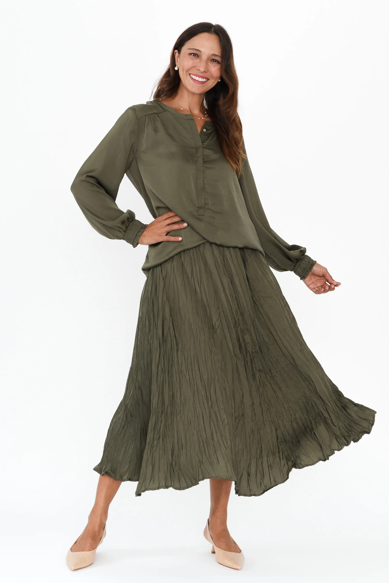 Luxe Khaki Gloss Tunic - Image 6